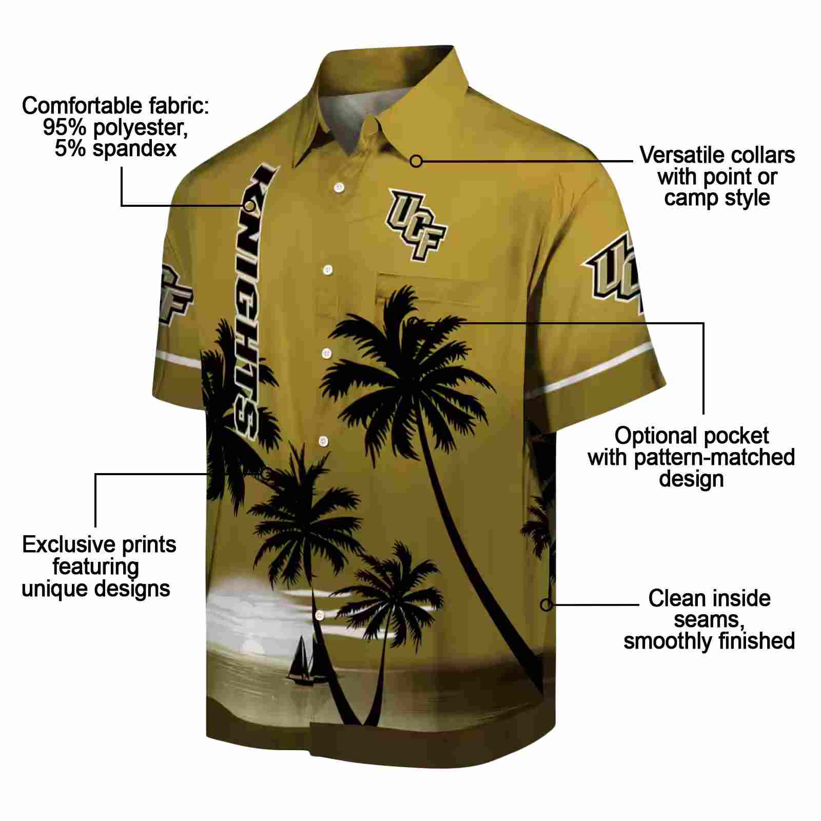 ucf knights beach sunset gold black hawaiian shirt new arrival