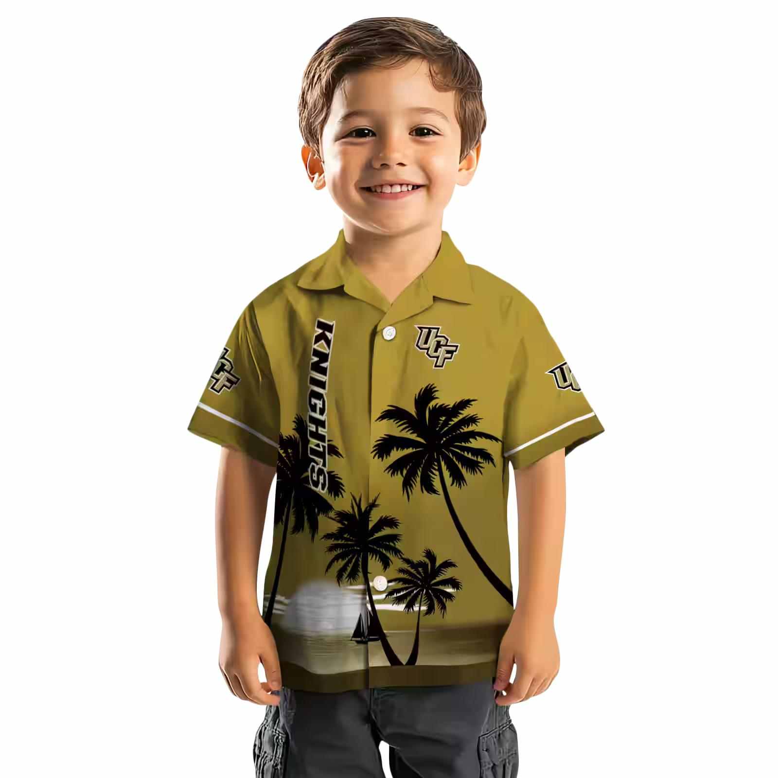 ucf knights beach sunset gold black hawaiian shirt top rated