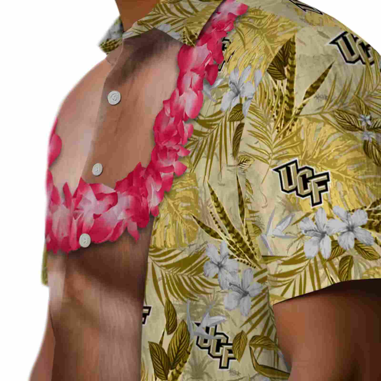 ucf knights chest illusion gold hawaiian shirt trendy