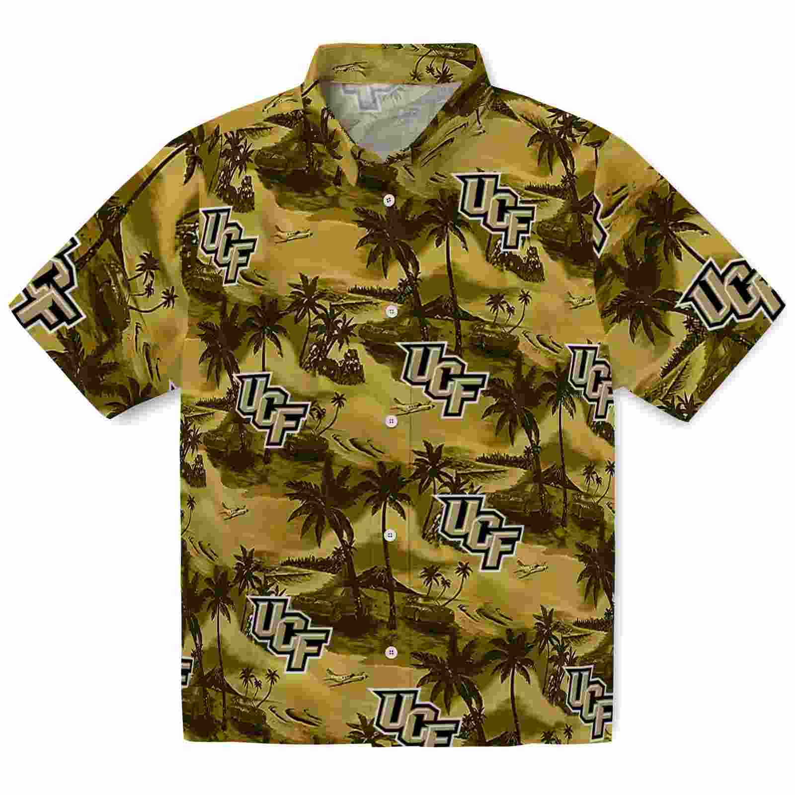 UCF Knights Coastal Palms Gold Hawaiian Shirt