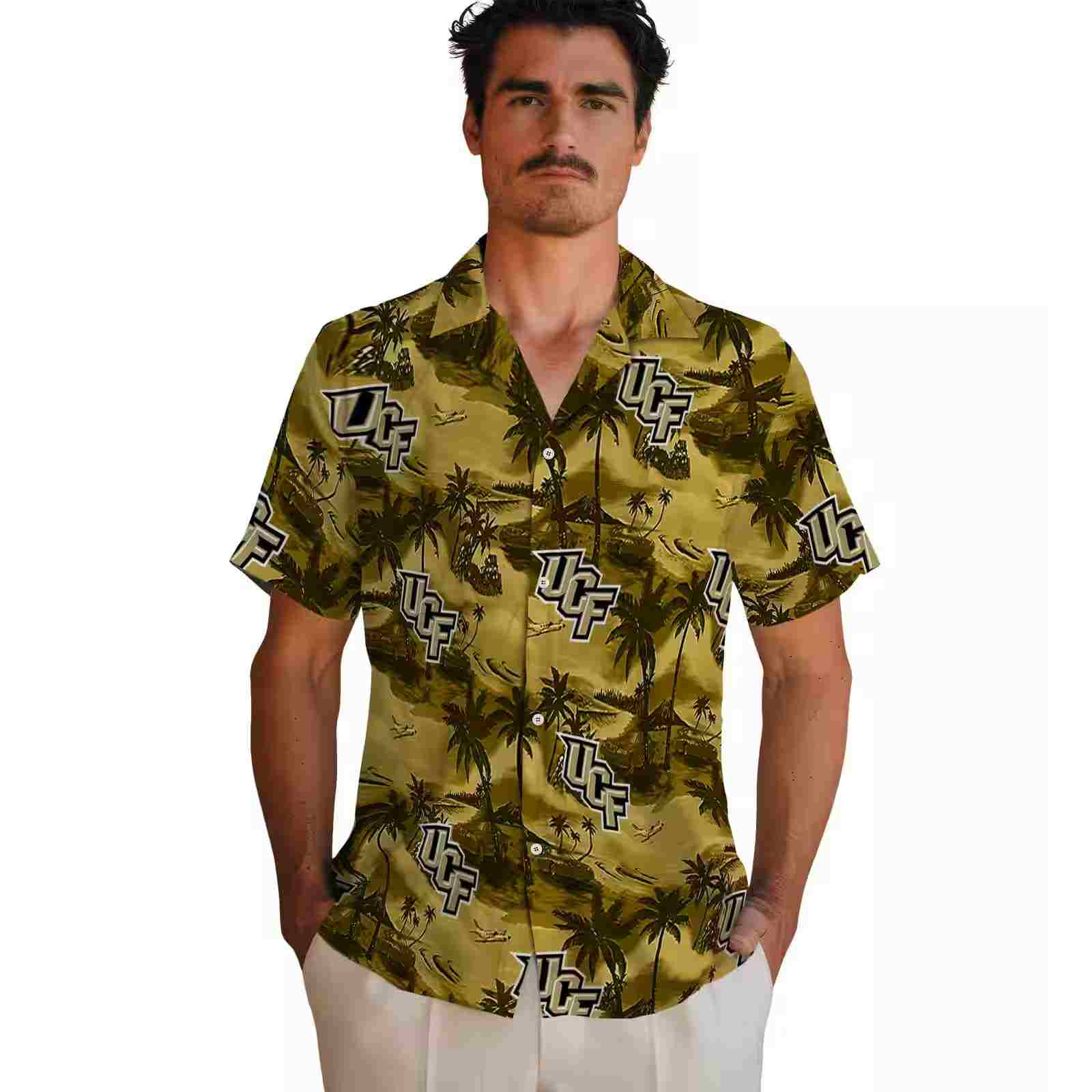 ucf knights coastal palms gold hawaiian shirt fashion forward