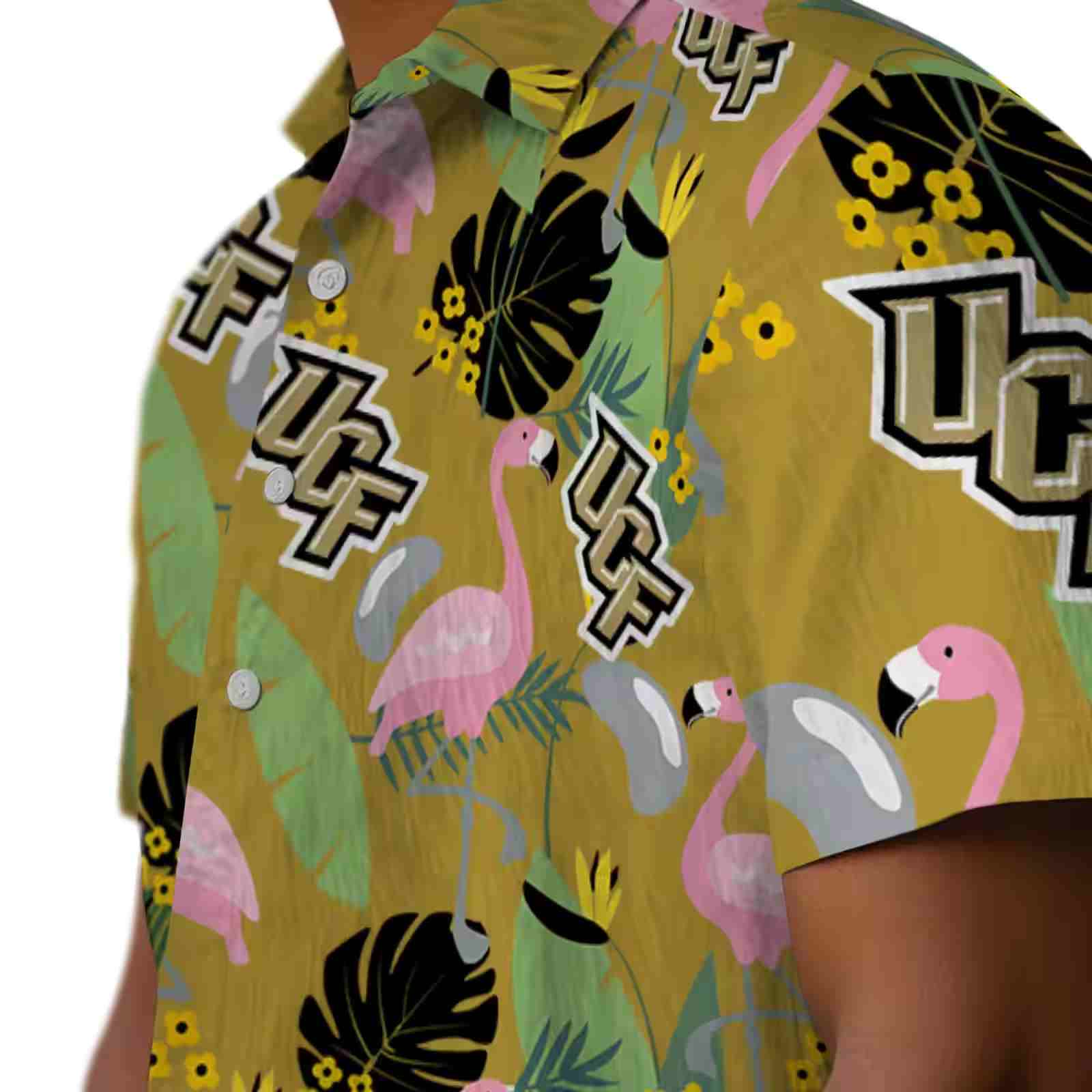 ucf knights flamingo leaves gold hawaiian shirt trendy