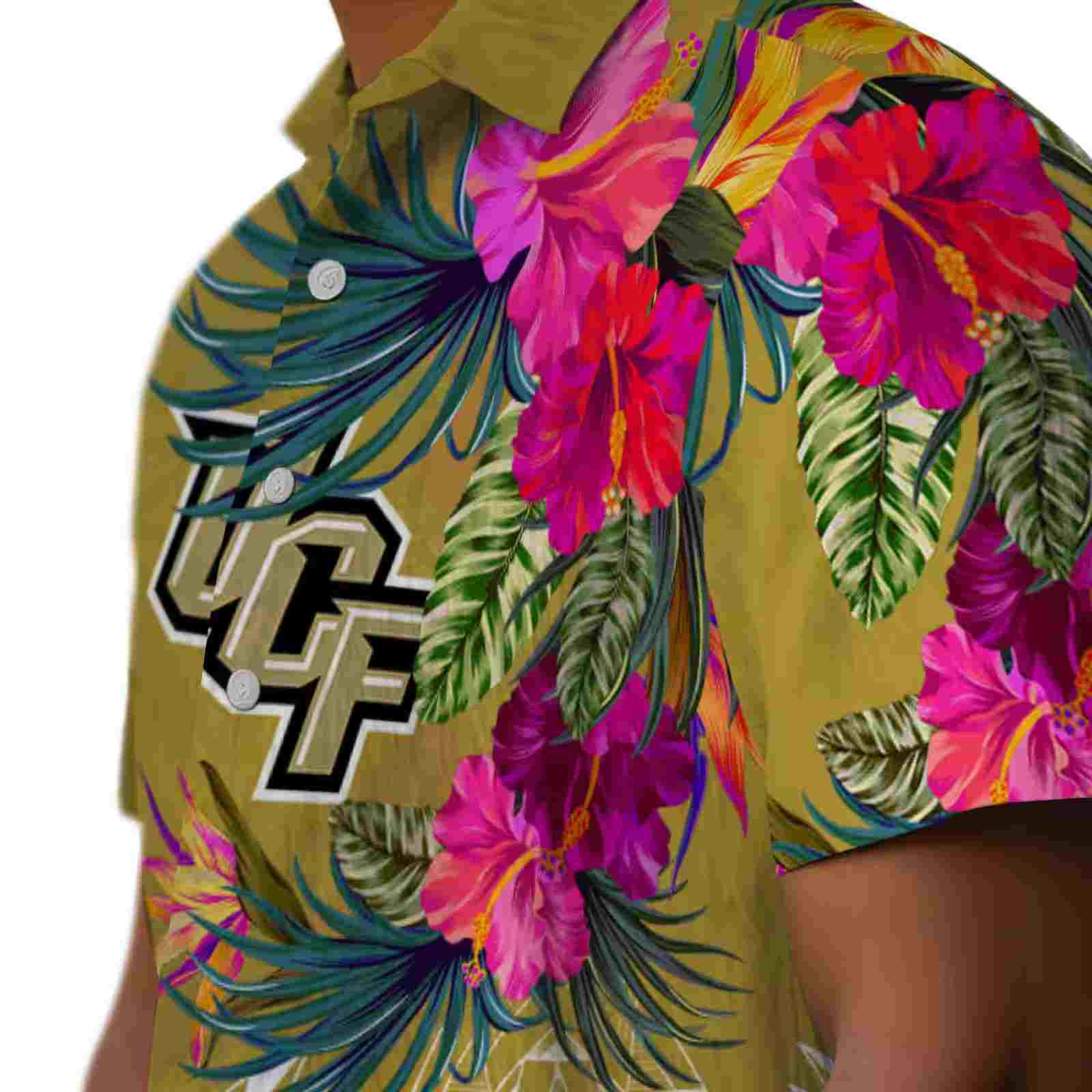 ucf knights floral polynesian gold hawaiian shirt trendy