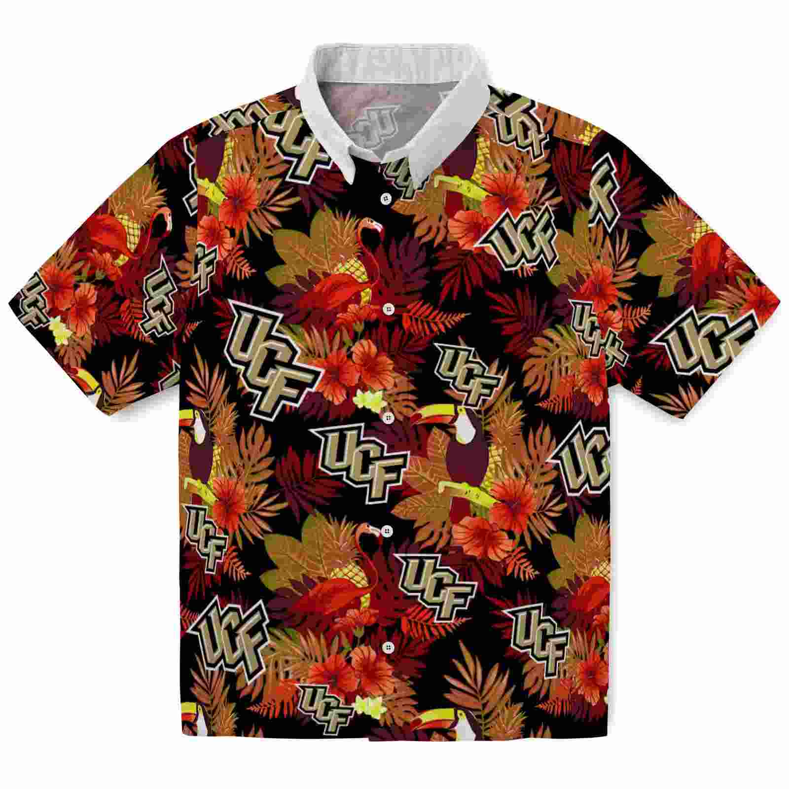 UCF Knights Floral Toucan Gold Red Hawaiian Shirt