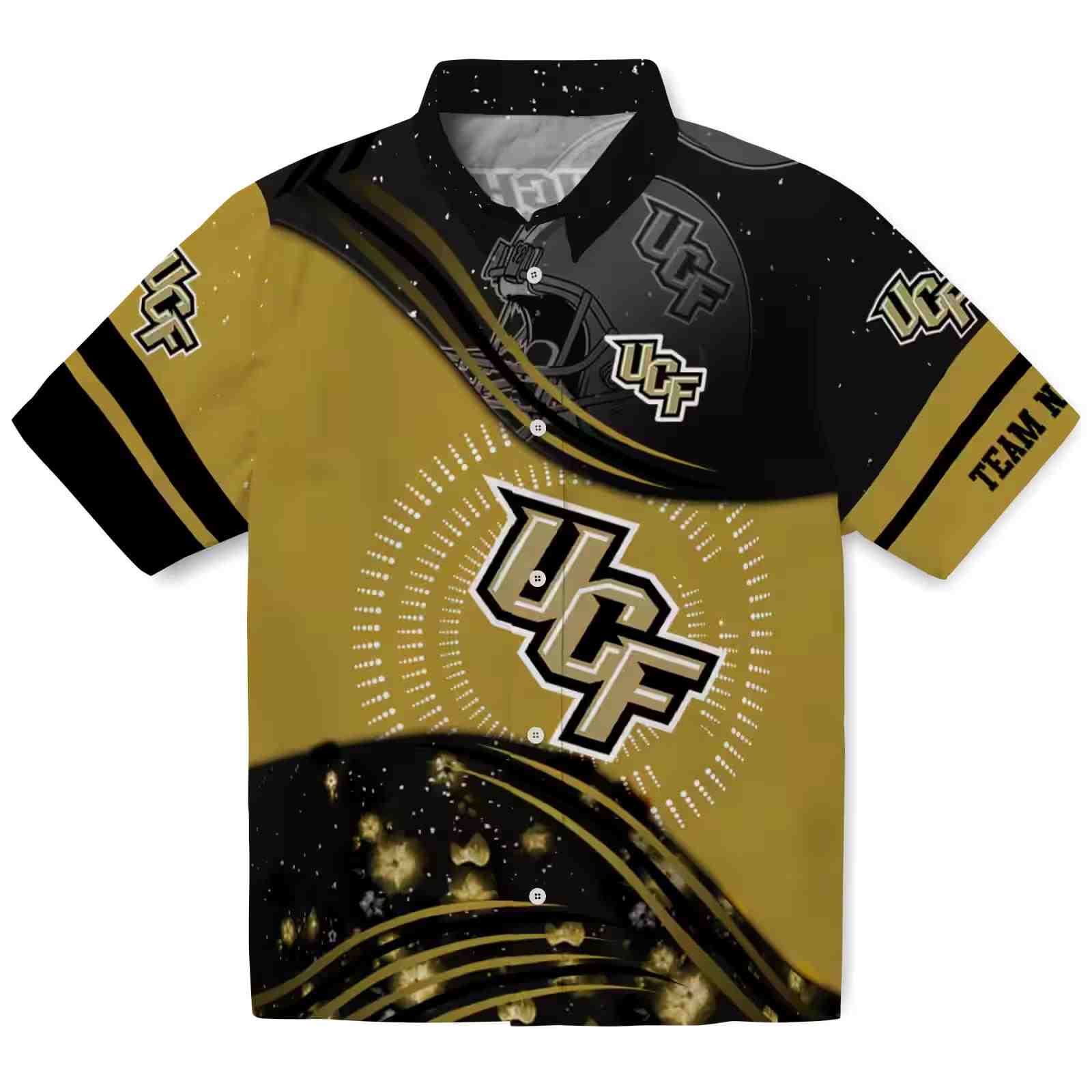 UCF Knights Football Wave Gold Black Hawaiian Shirt