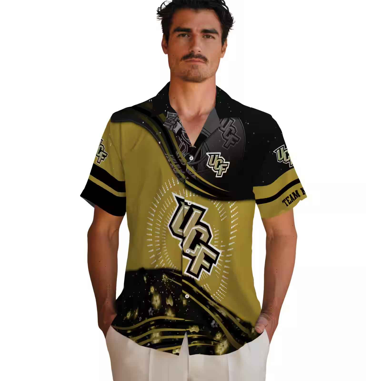 ucf knights football wave gold black hawaiian shirt fashion forward