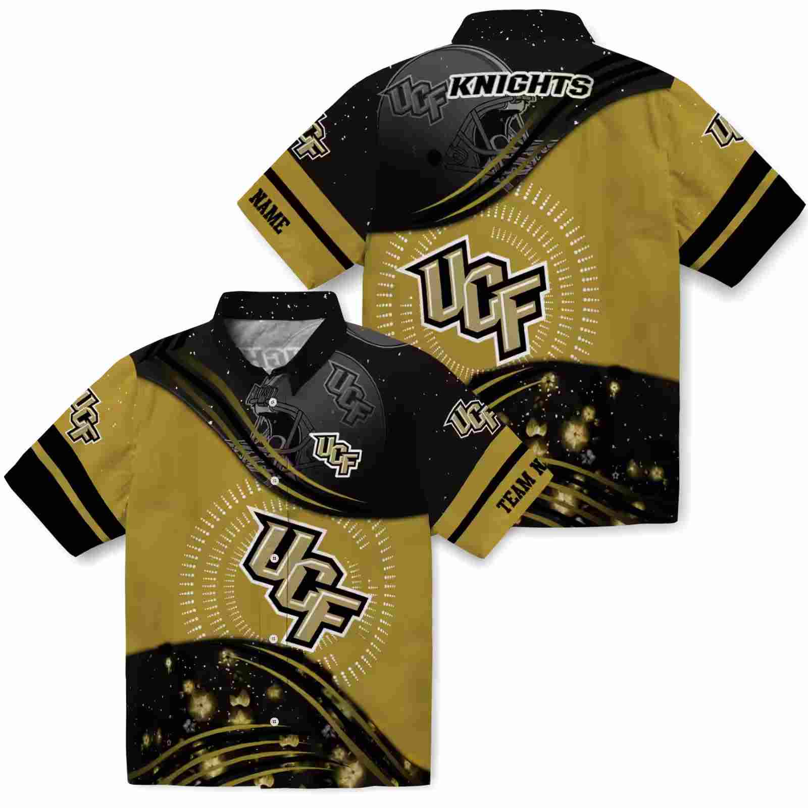 ucf knights football wave gold black hawaiian shirt high quality