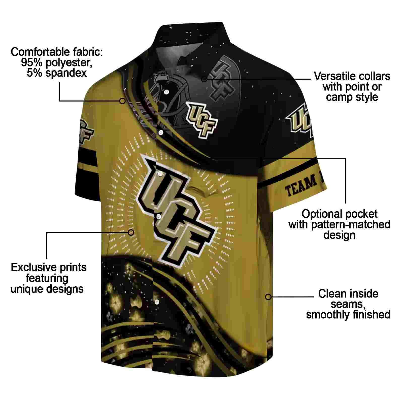 ucf knights football wave gold black hawaiian shirt new arrival