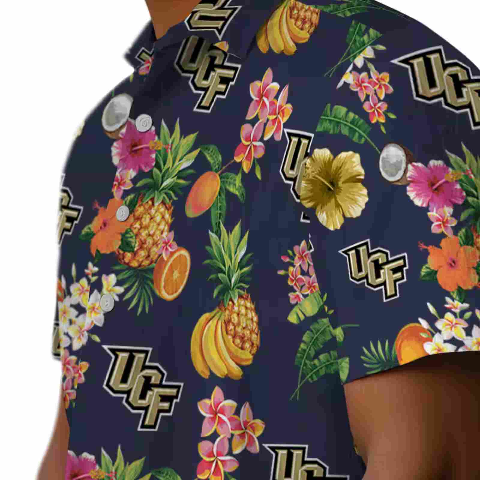 ucf knights hibiscus and fruit navy blue hawaiian shirt trendy