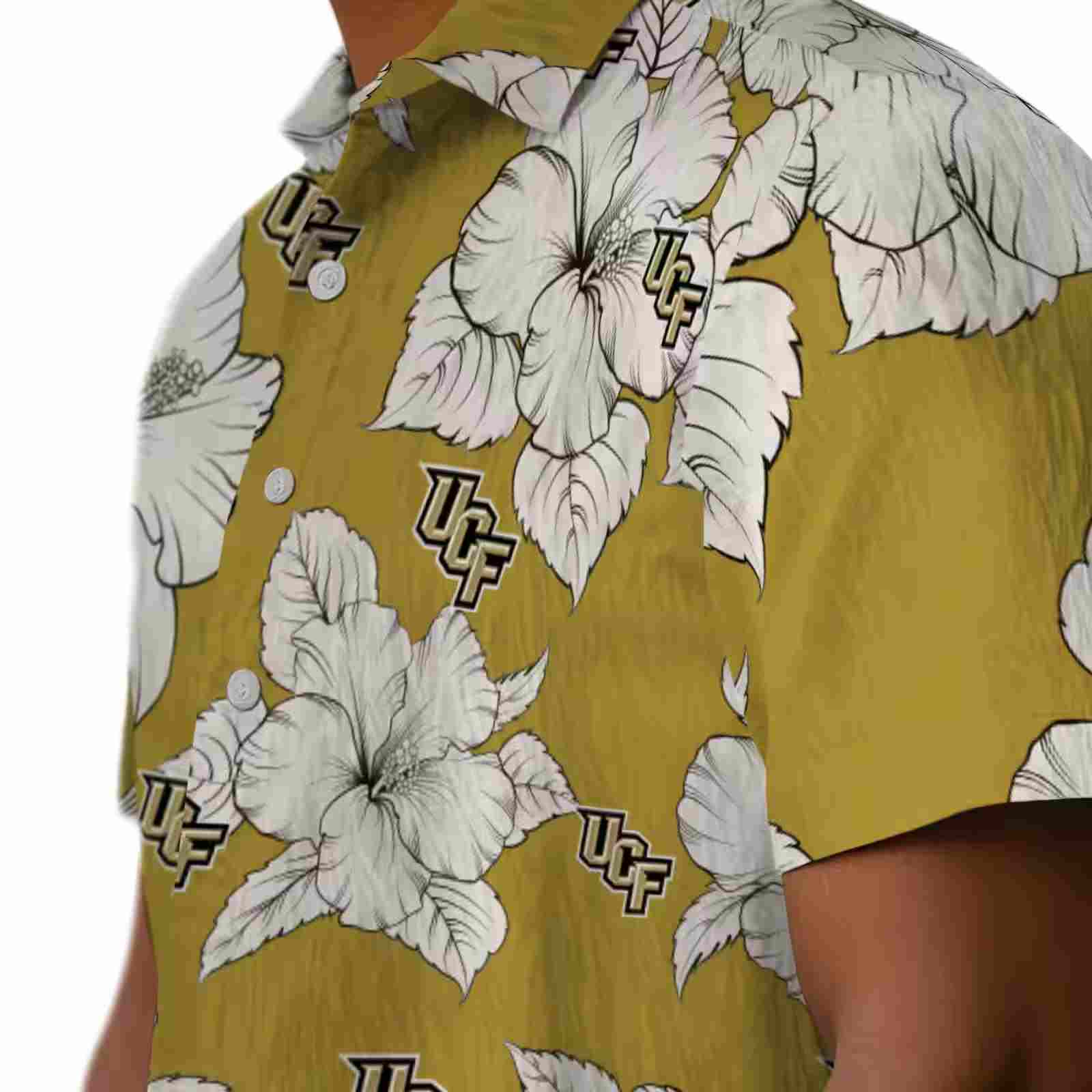 ucf knights hibiscus blooms gold white hawaiian shirt trendy