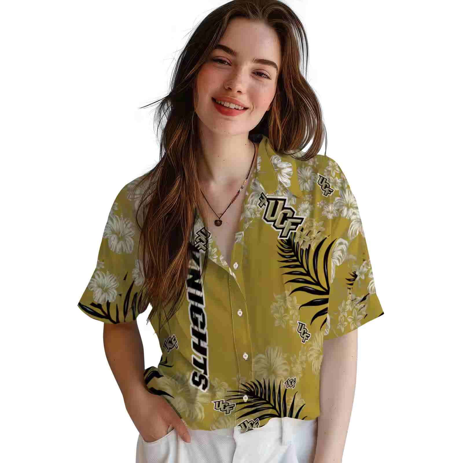 ucf knights hibiscus print gold hawaiian shirt latest model