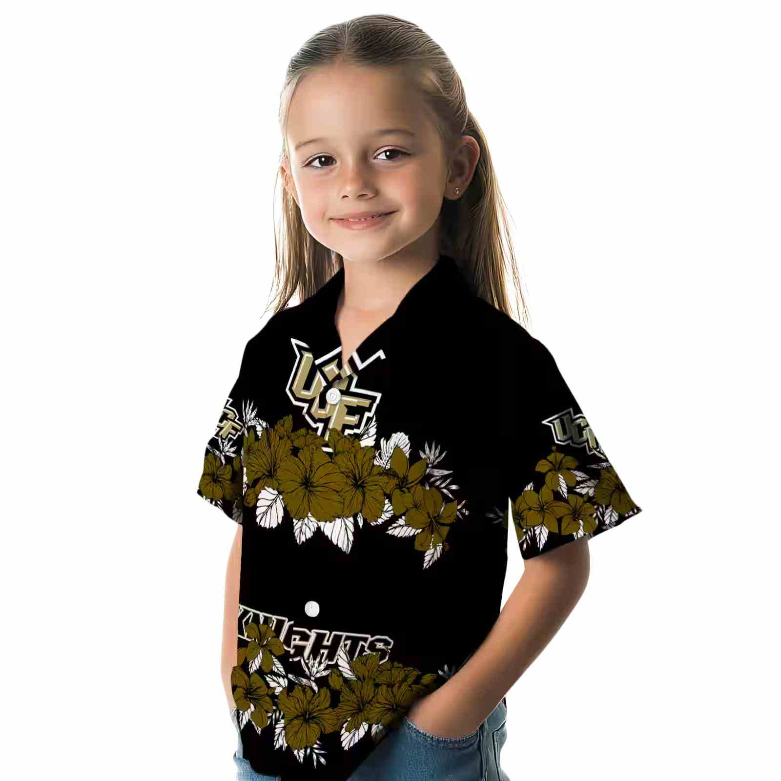 ucf knights hibiscus stripe gold black hawaiian shirt premium grade