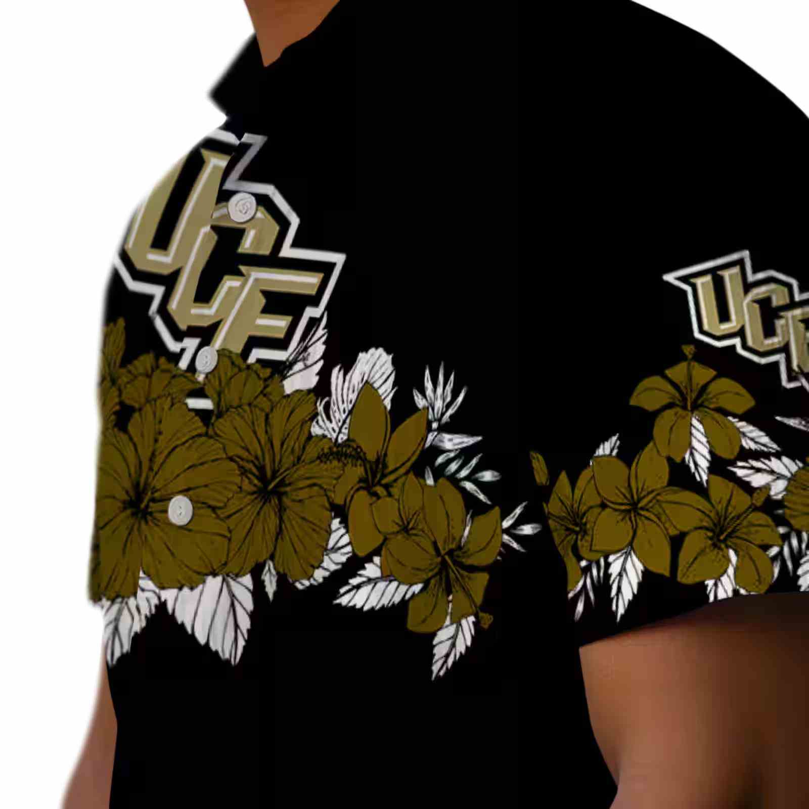 ucf knights hibiscus stripe gold black hawaiian shirt trendy