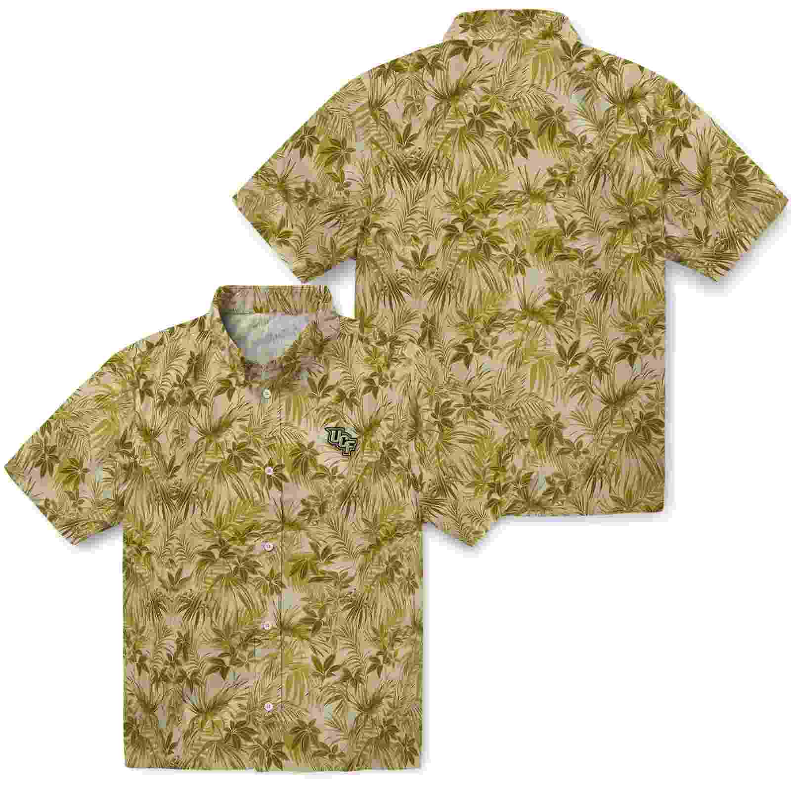 ucf knights leafy pattern gold hawaiian shirt high quality