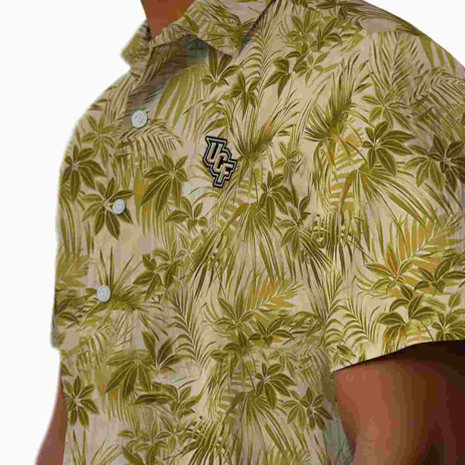 ucf knights leafy pattern gold hawaiian shirt trendy