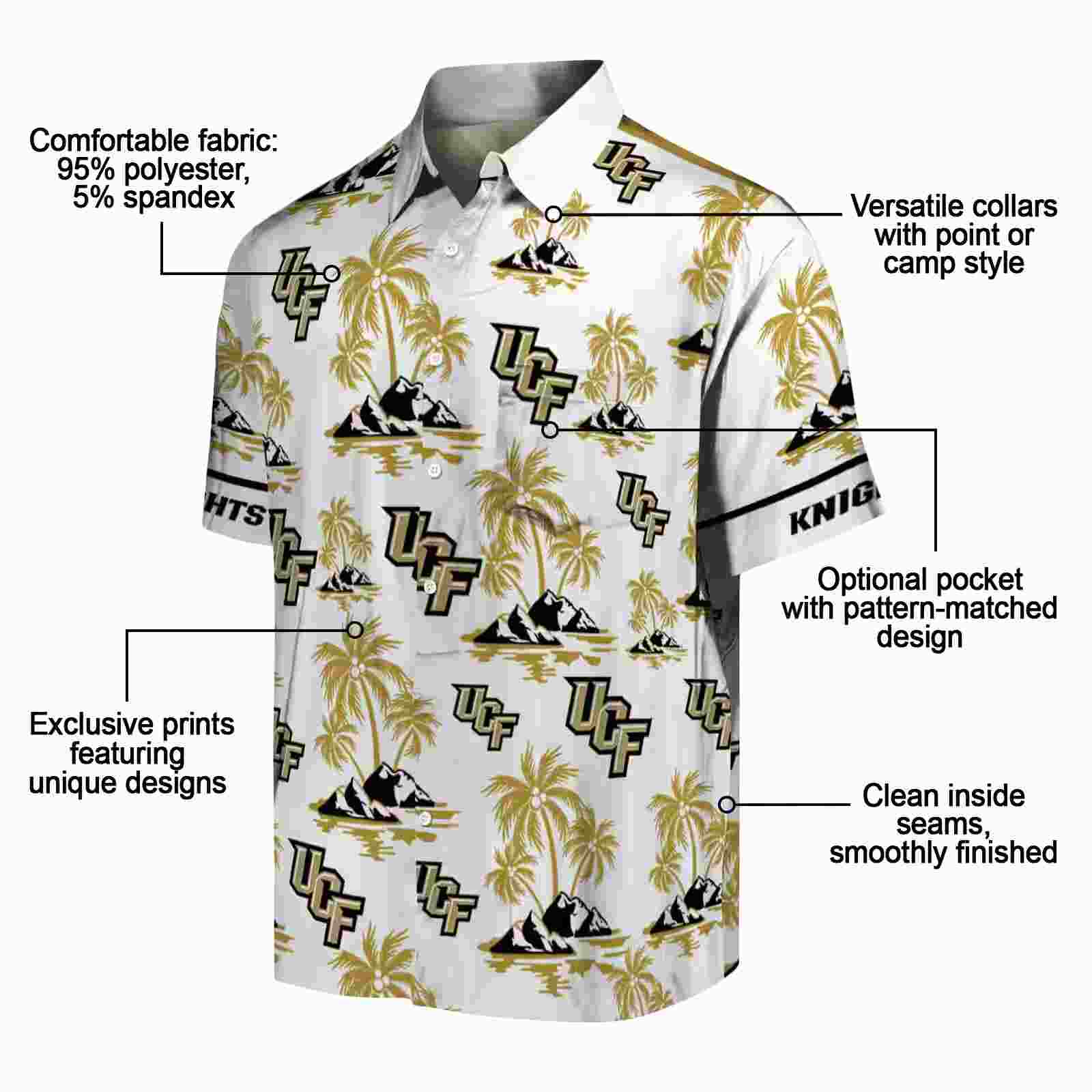 ucf knights palm island print gold white hawaiian shirt new arrival