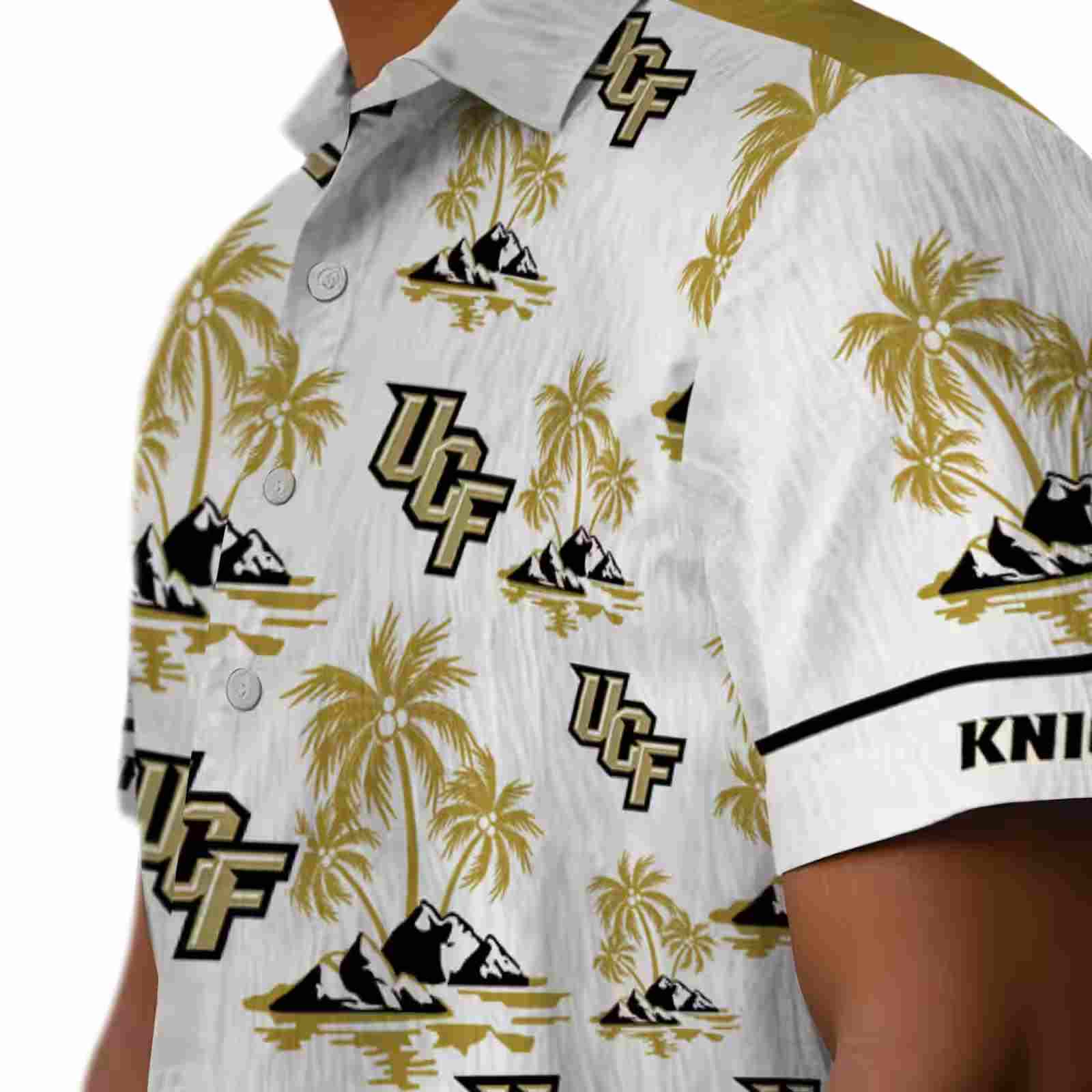 ucf knights palm island print gold white hawaiian shirt trendy