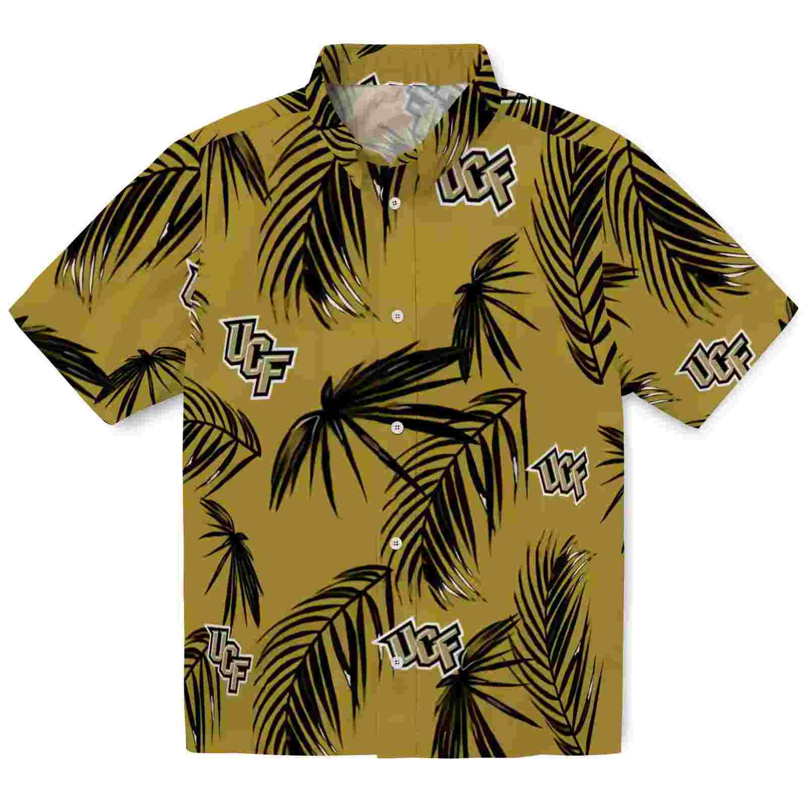 UCF Knights Palm Leaf Gold Hawaiian Shirt