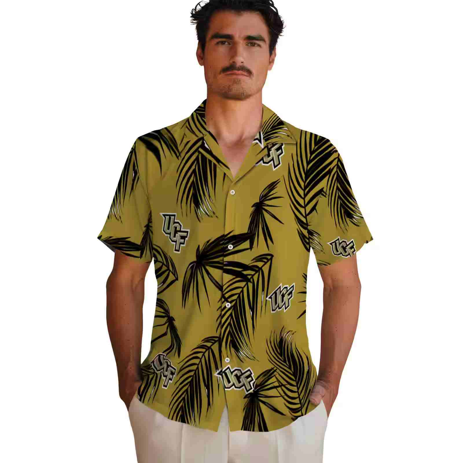 ucf knights palm leaf gold hawaiian shirt fashion forward