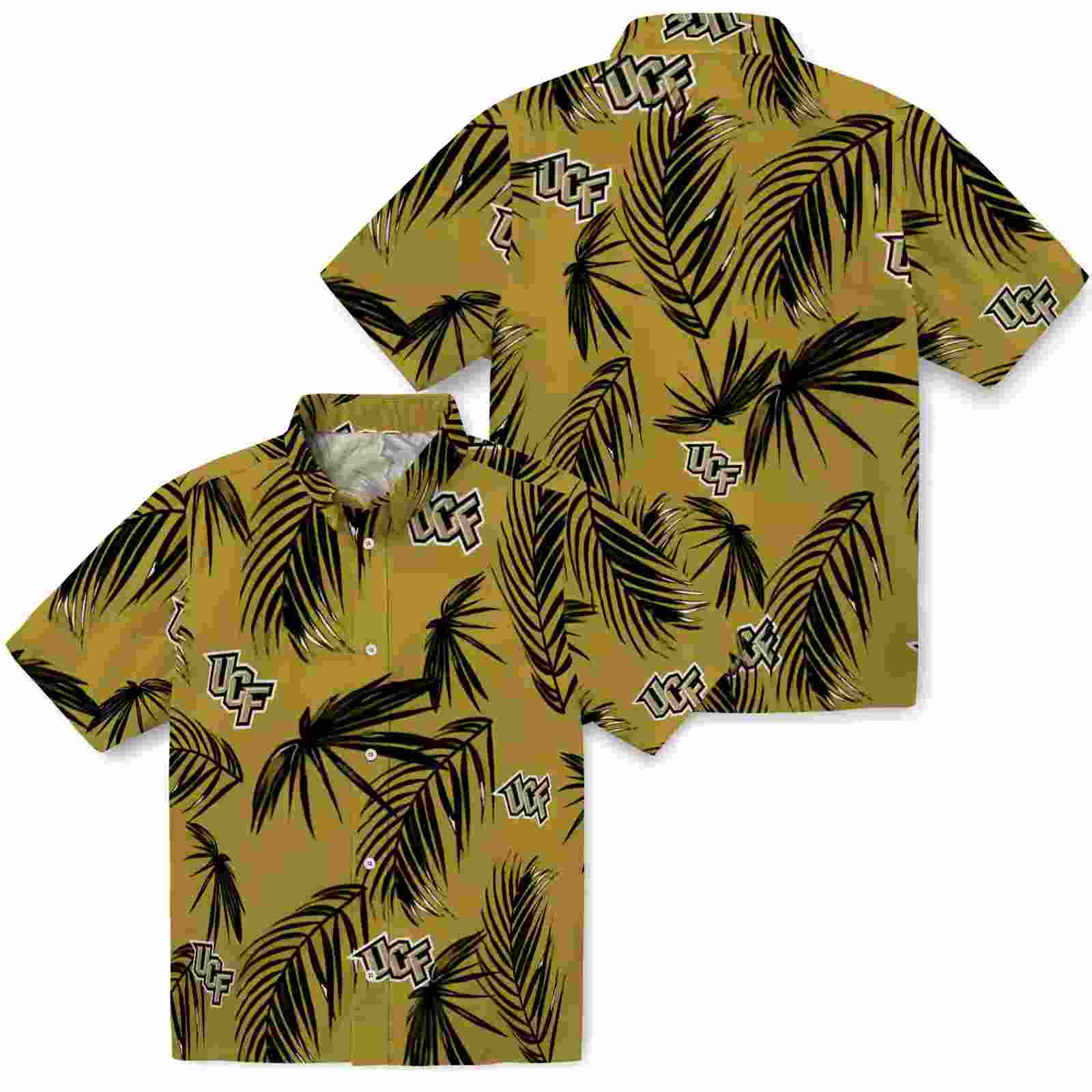 ucf knights palm leaf gold hawaiian shirt high quality