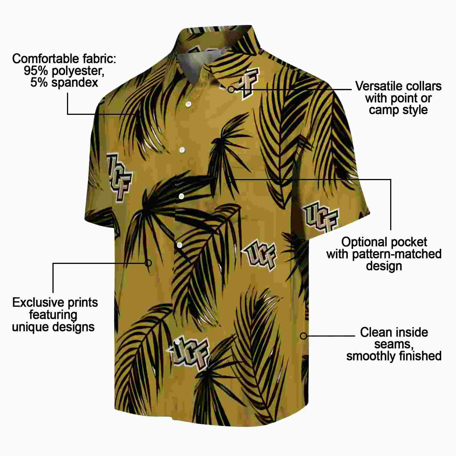 ucf knights palm leaf gold hawaiian shirt new arrival