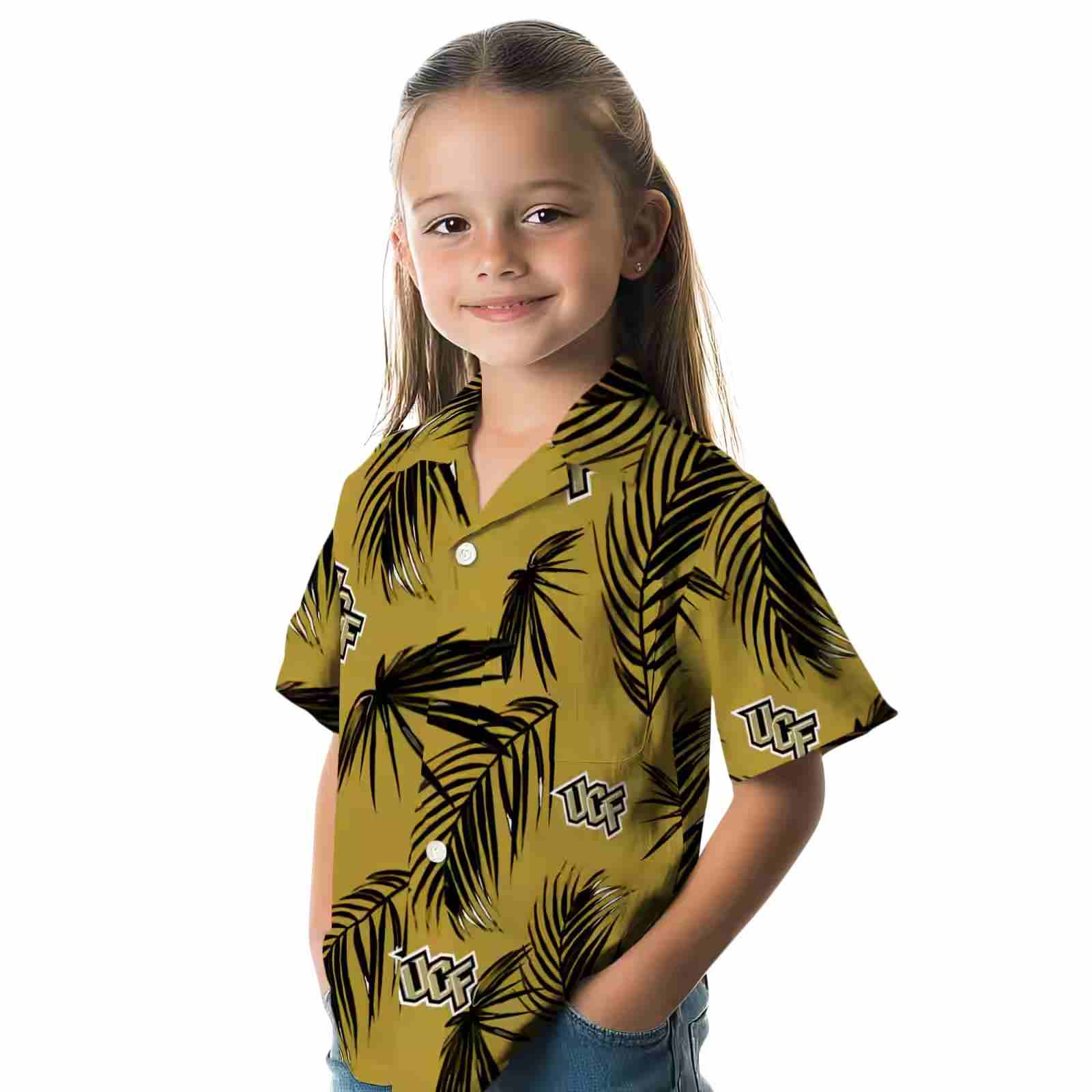 ucf knights palm leaf gold hawaiian shirt premium grade