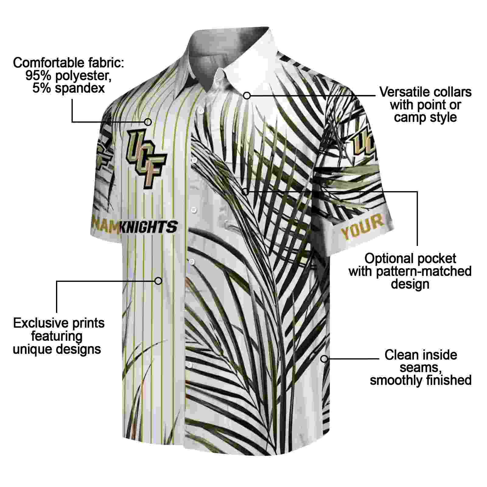 ucf knights palm stripes gold black white hawaiian shirt new arrival