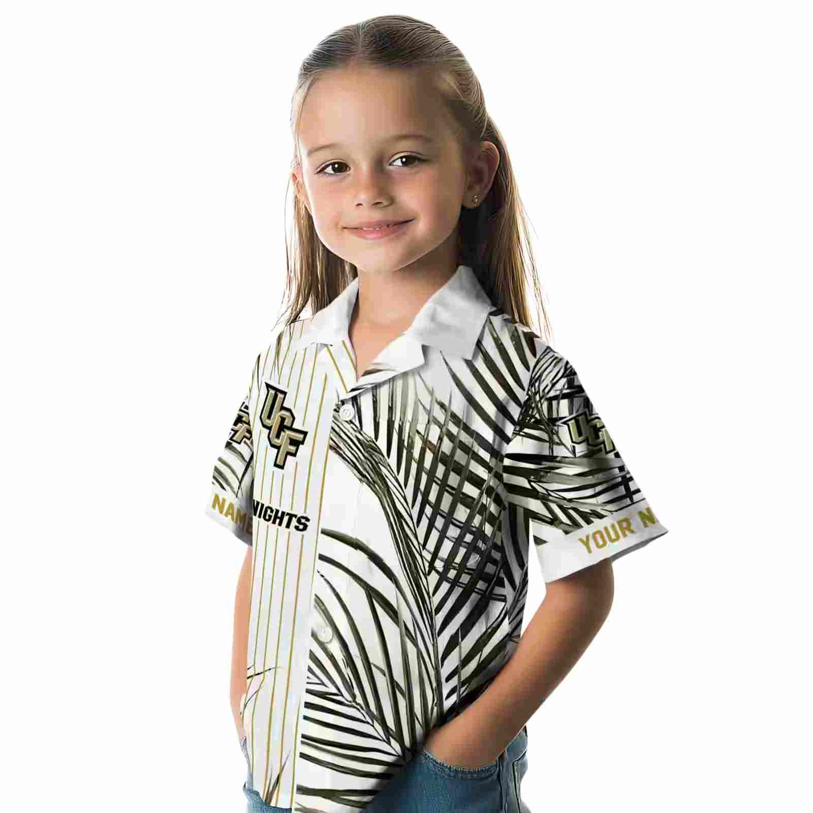 ucf knights palm stripes gold black white hawaiian shirt premium grade