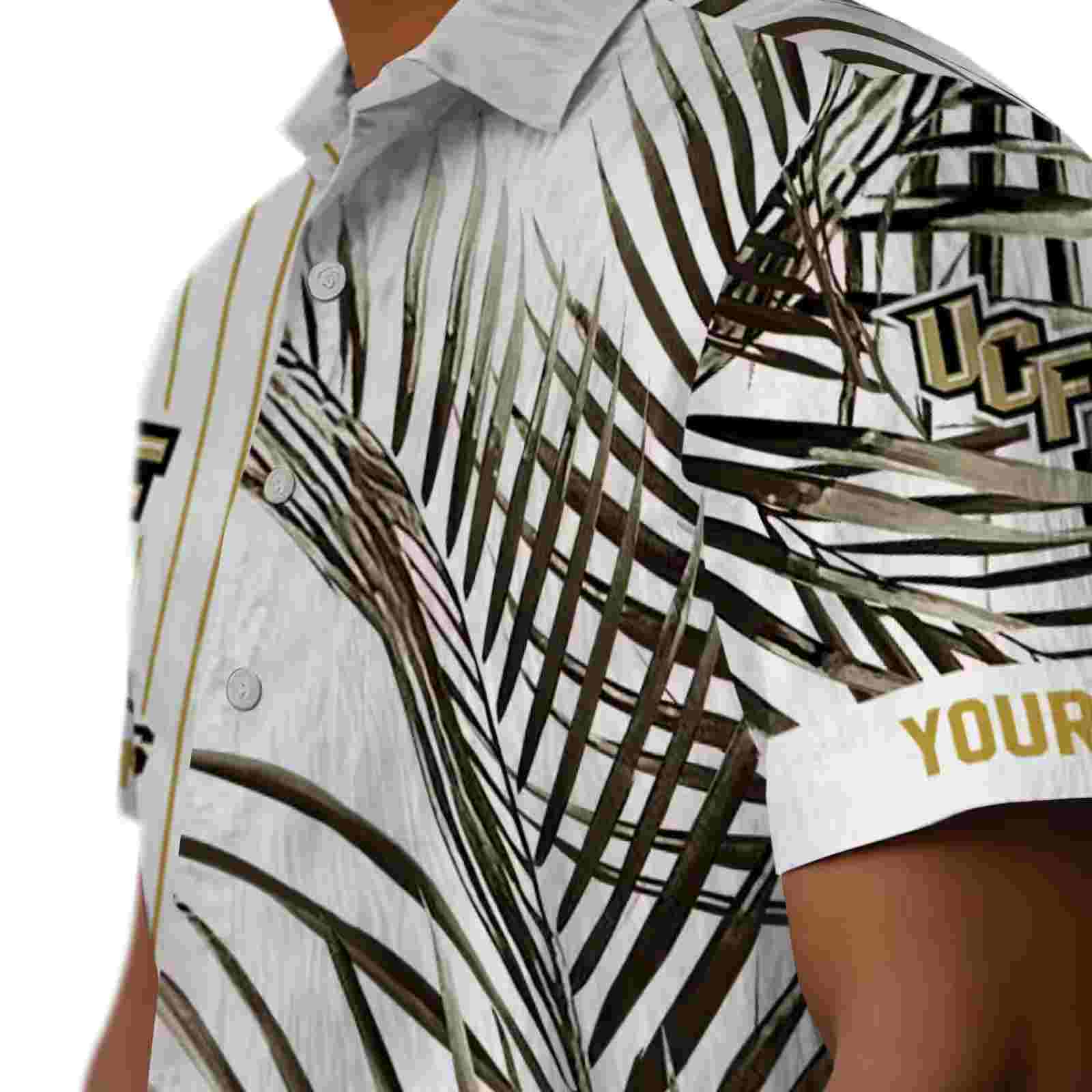 ucf knights palm stripes gold black white hawaiian shirt trendy