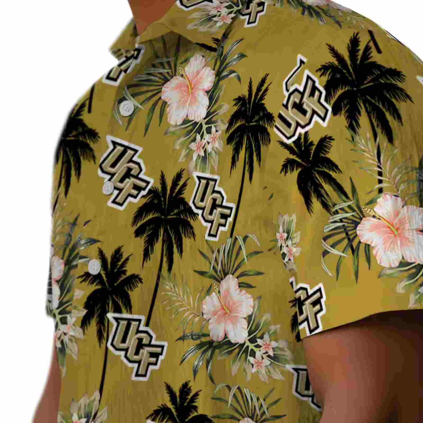 ucf knights palm tree flower gold hawaiian shirt trendy