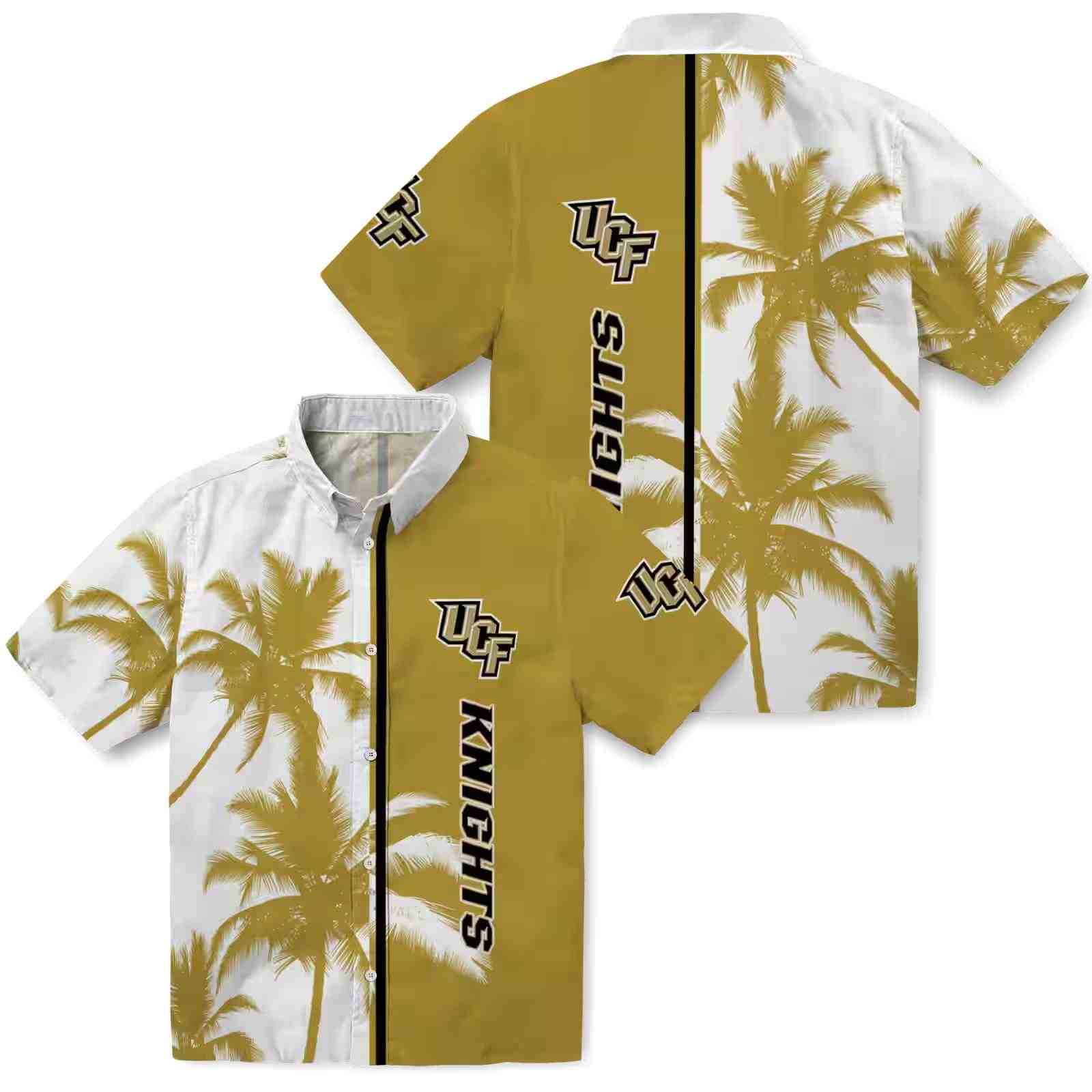 ucf knights palm trees gold white hawaiian shirt high quality