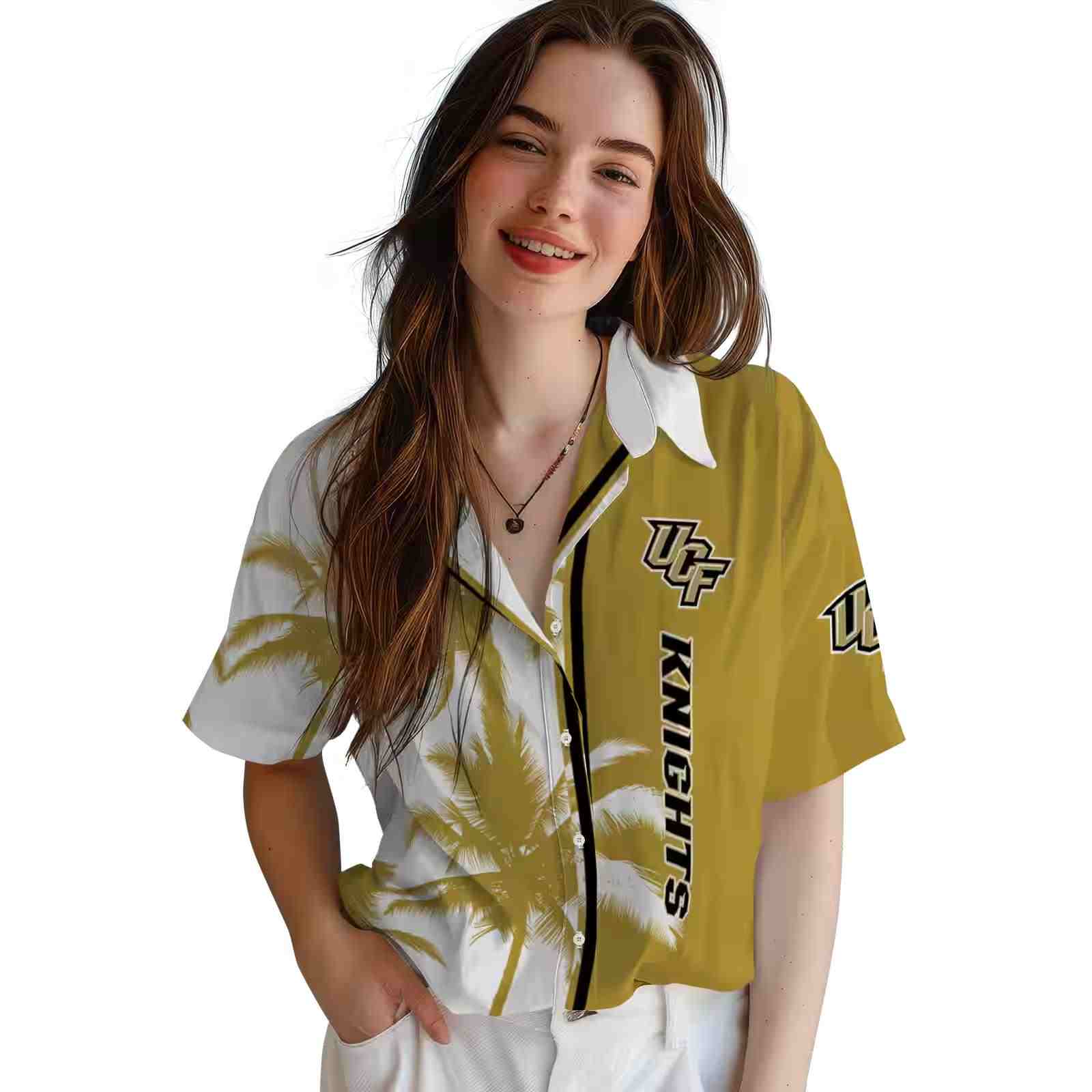 ucf knights palm trees gold white hawaiian shirt latest model