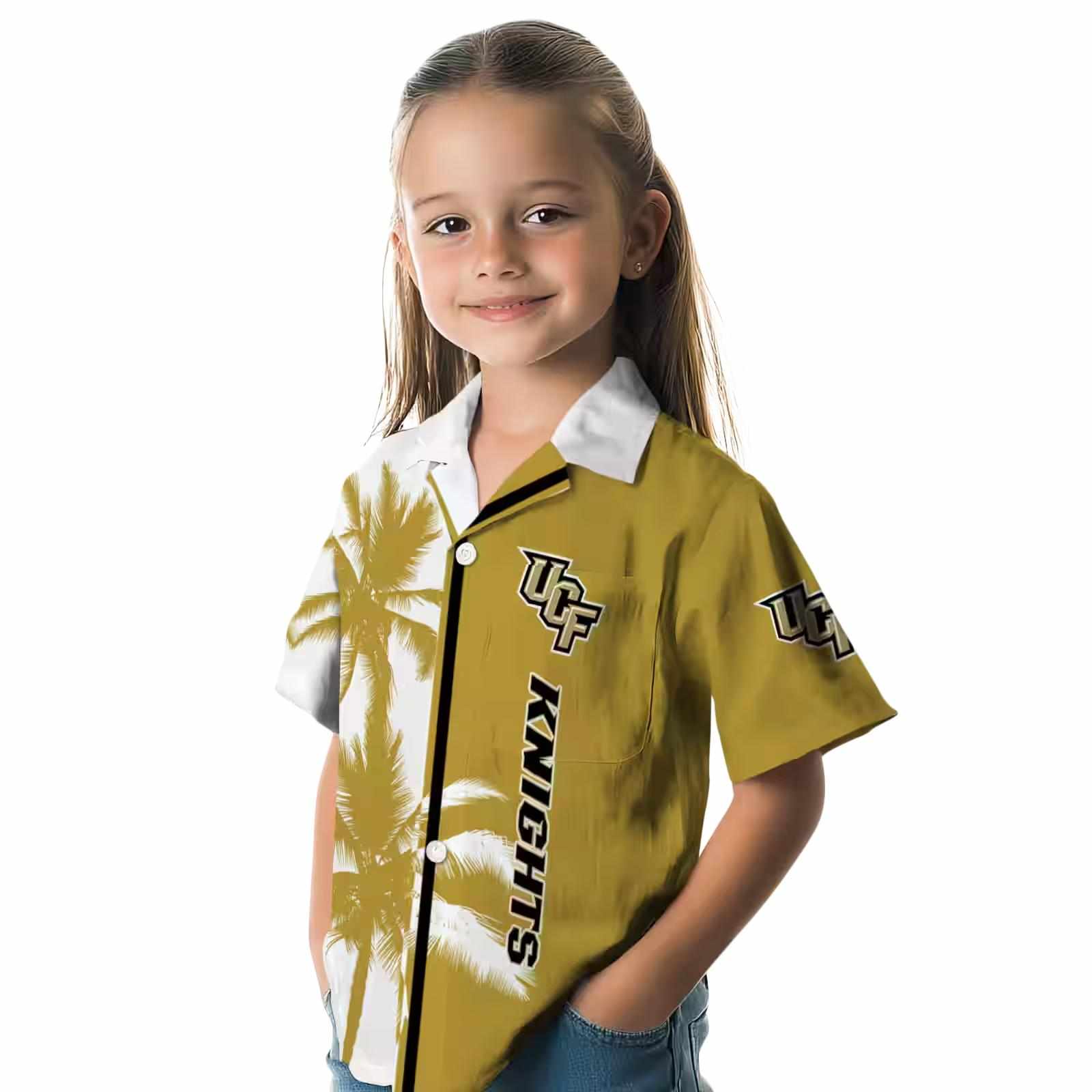 ucf knights palm trees gold white hawaiian shirt premium grade