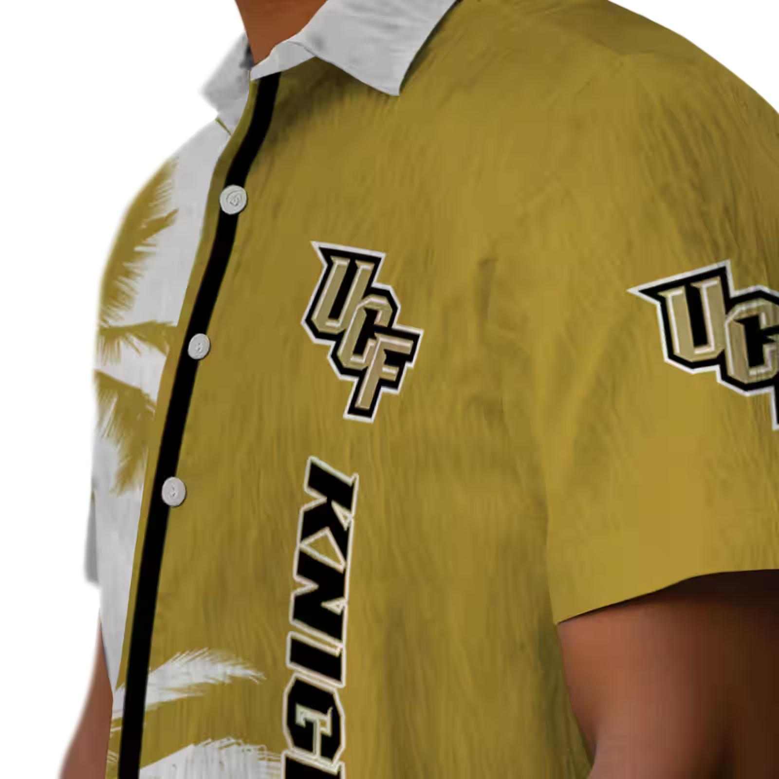 ucf knights palm trees gold white hawaiian shirt trendy