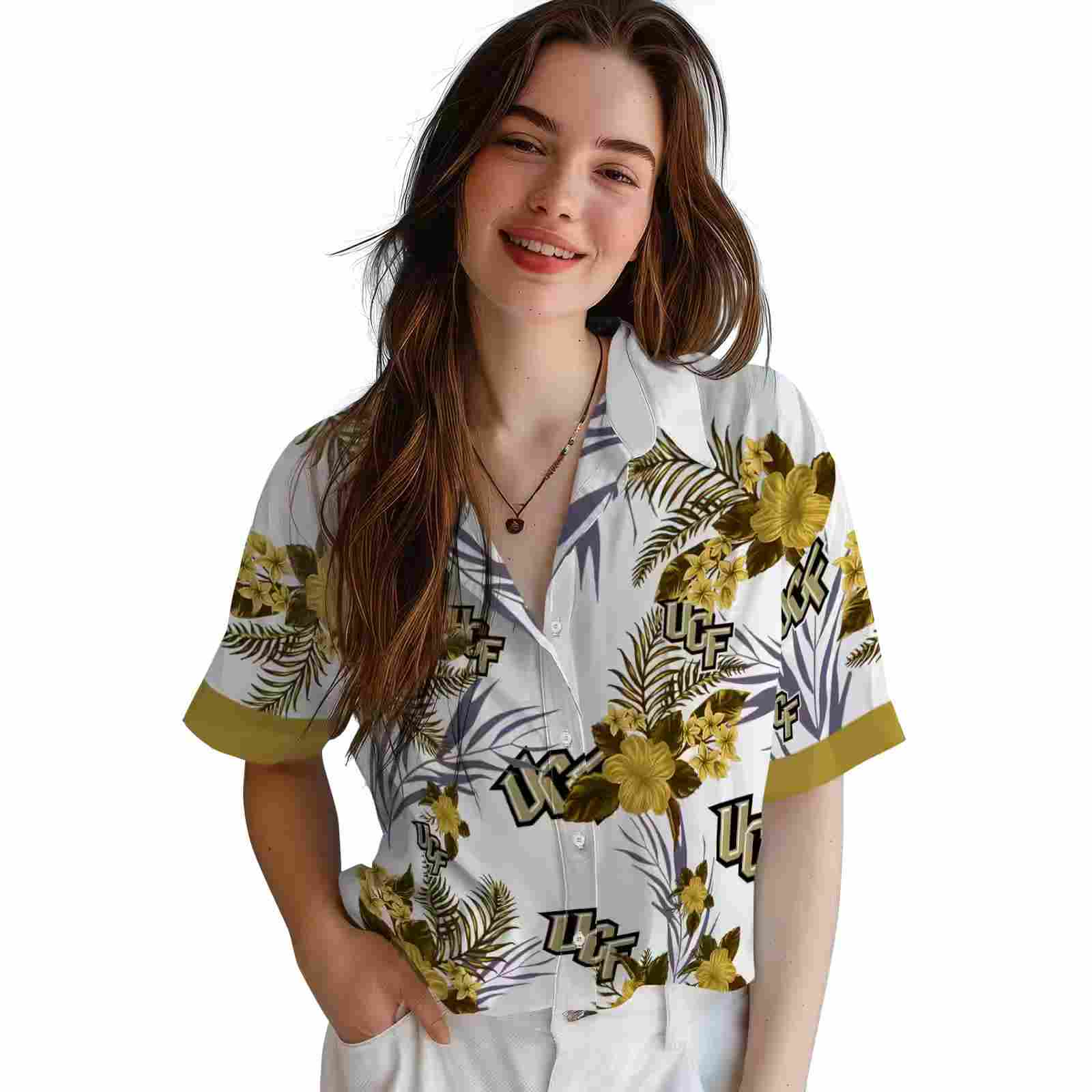 ucf knights patriotic hibiscus design gold white hawaiian shirt latest model