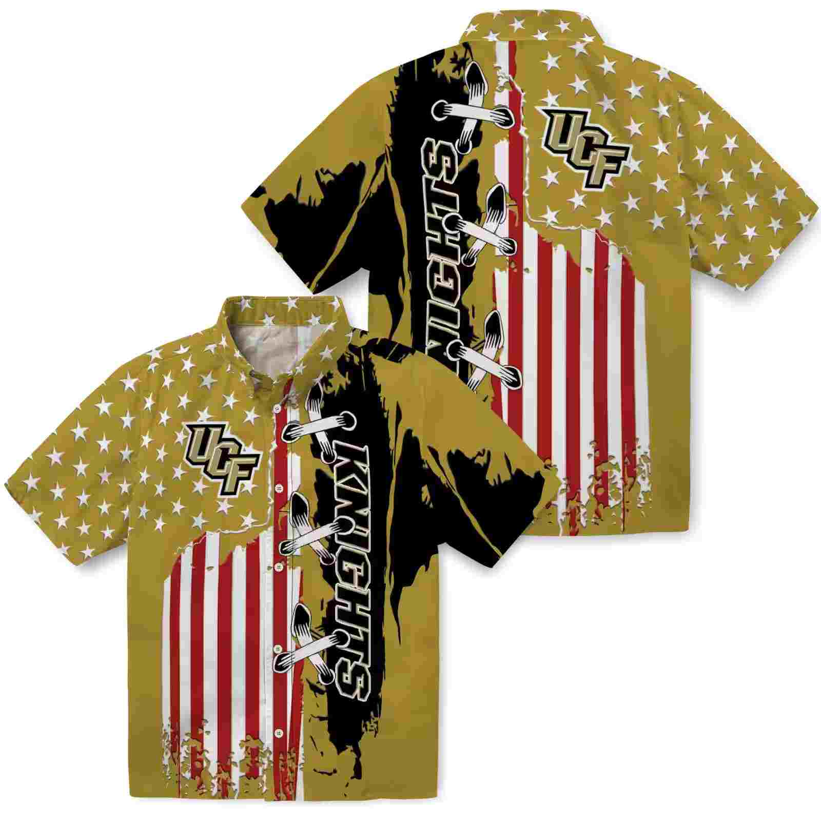 ucf knights stitched flag gold hawaiian shirt high quality