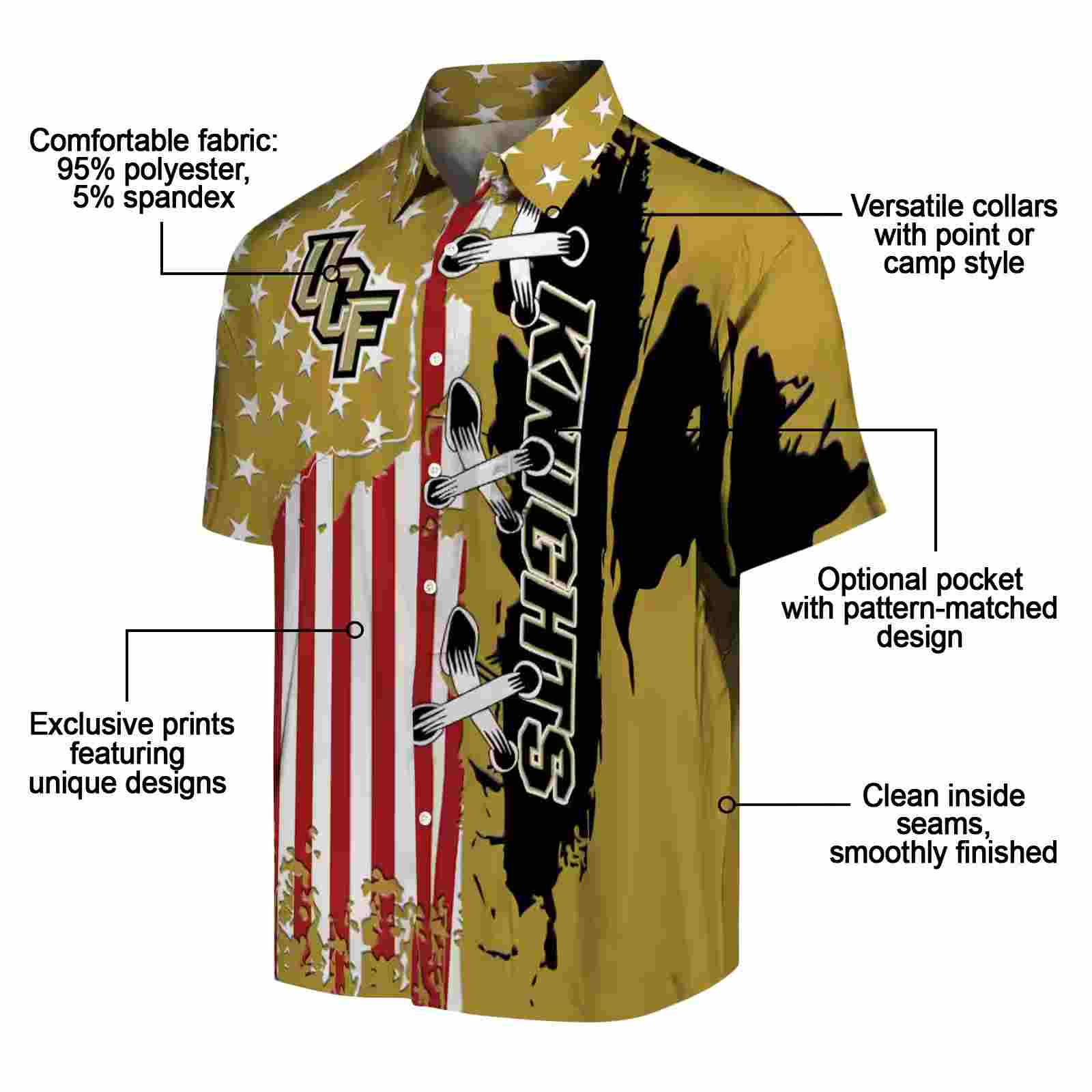 ucf knights stitched flag gold hawaiian shirt new arrival