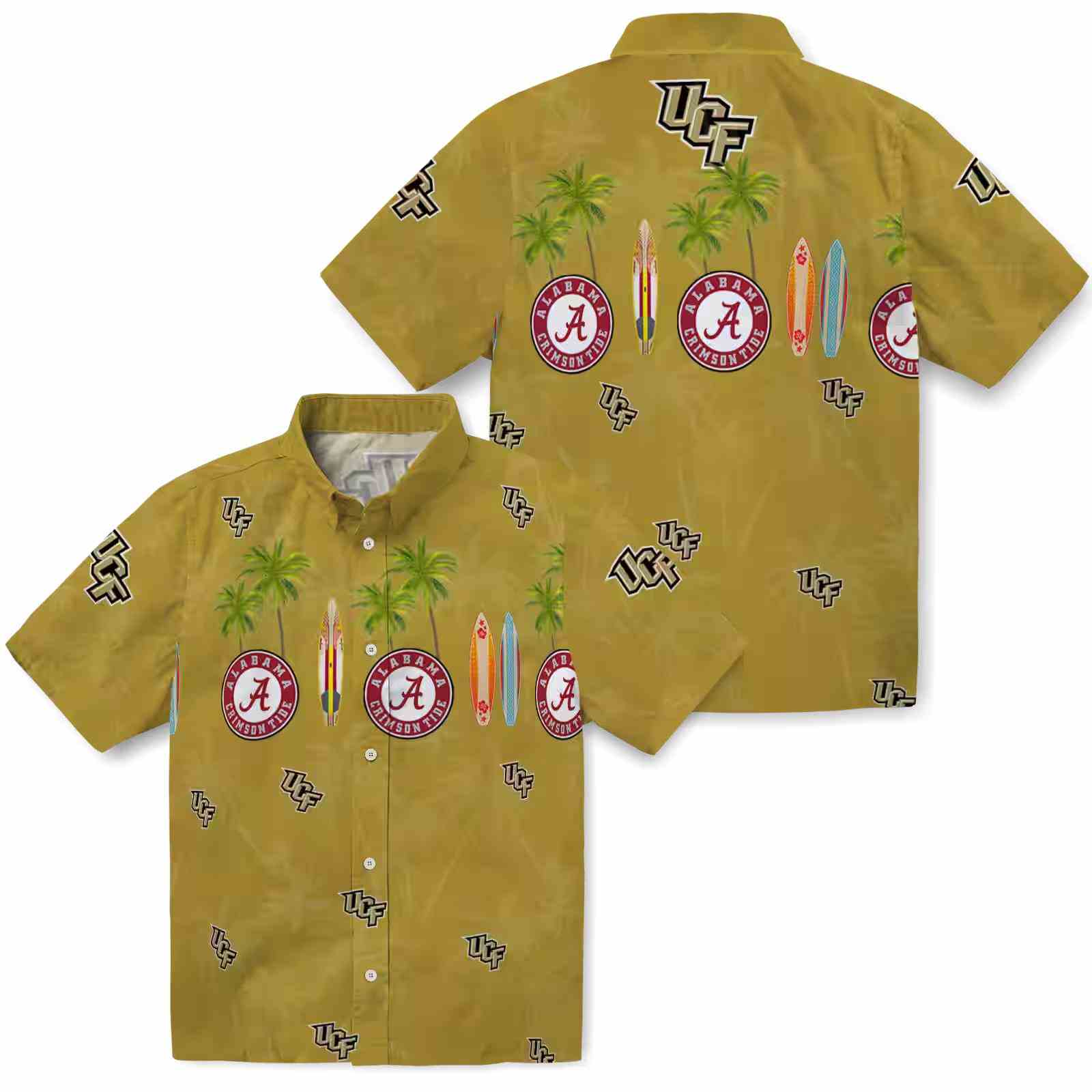 ucf knights surfboard palm gold hawaiian shirt high quality