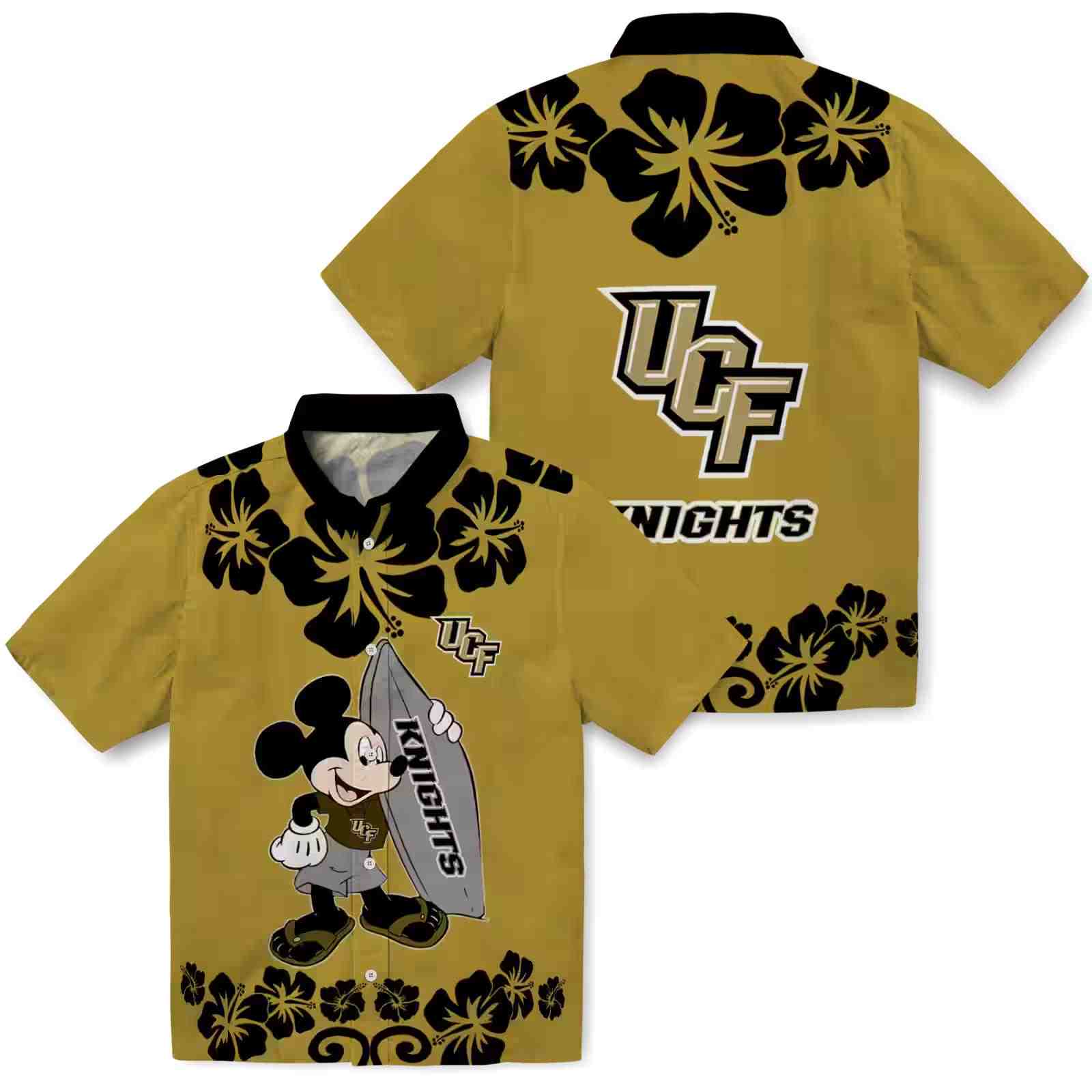 ucf knights surfing mickey gold hawaiian shirt high quality