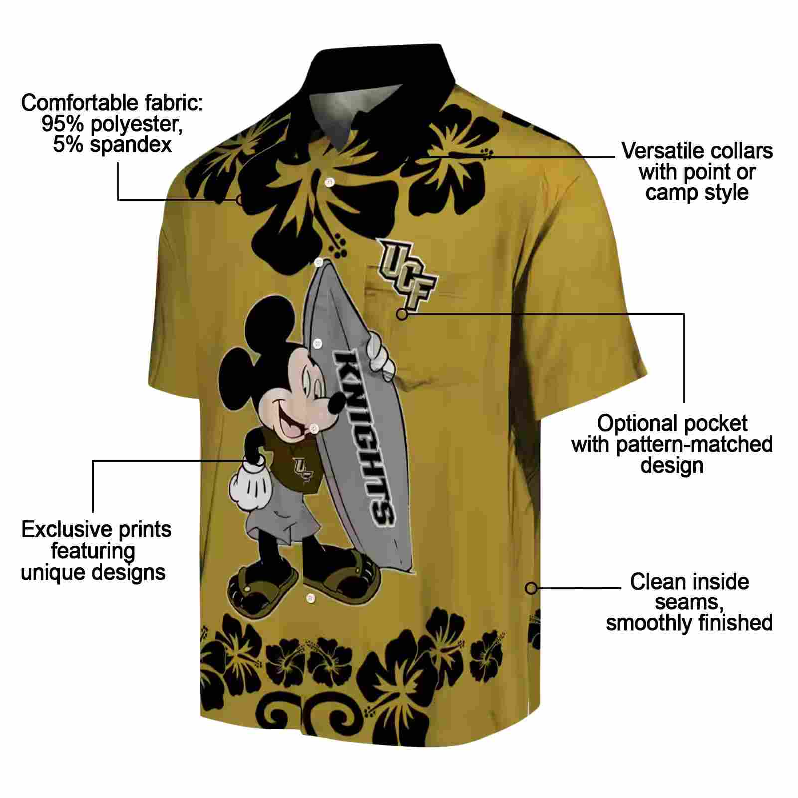 ucf knights surfing mickey gold hawaiian shirt new arrival