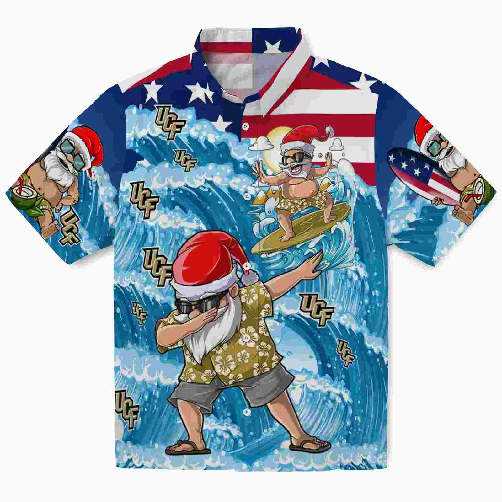 UCF Knights Surfing Santa Blue Hawaiian Shirt