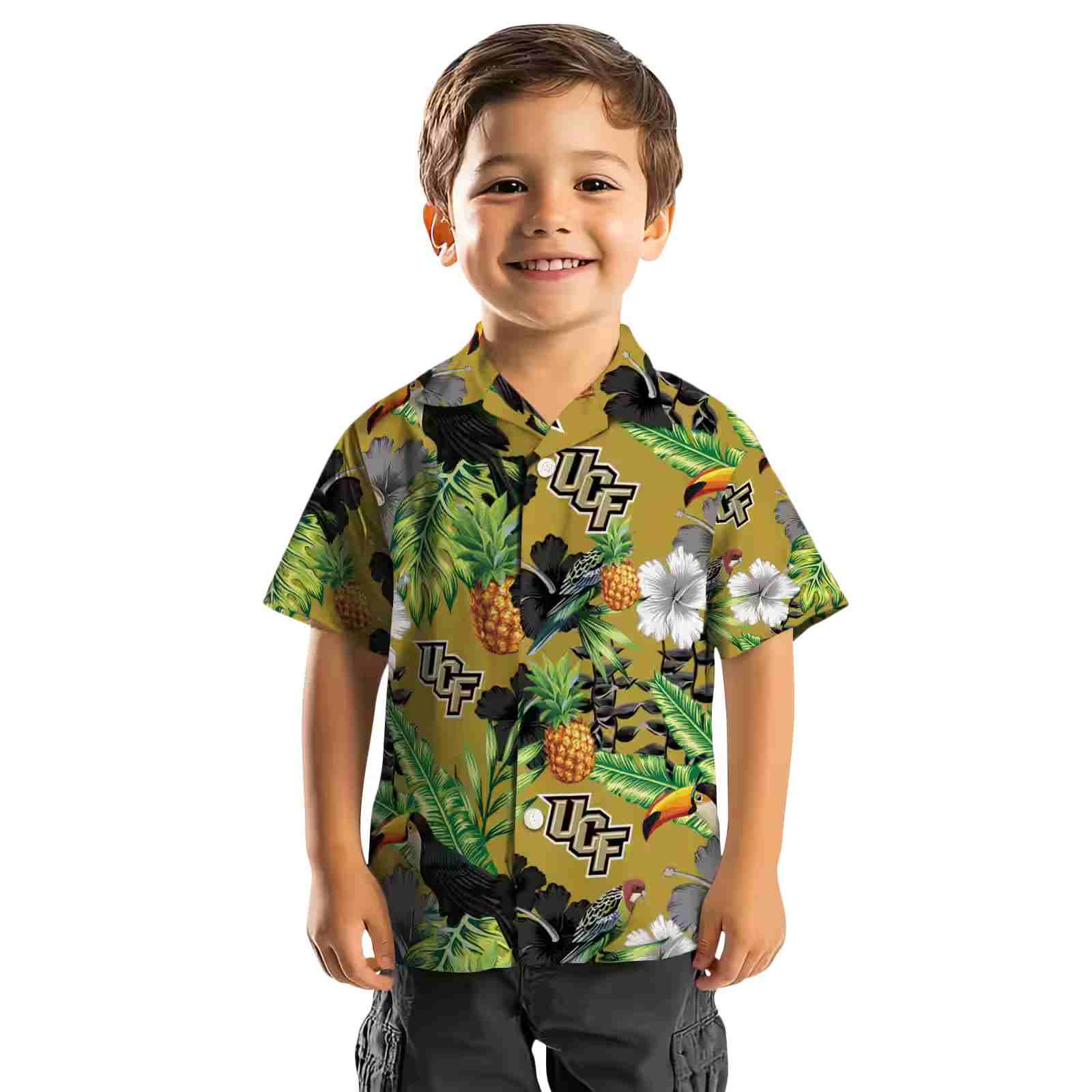 ucf knights toucan hibiscus pineapple gold green hawaiian shirt top rated