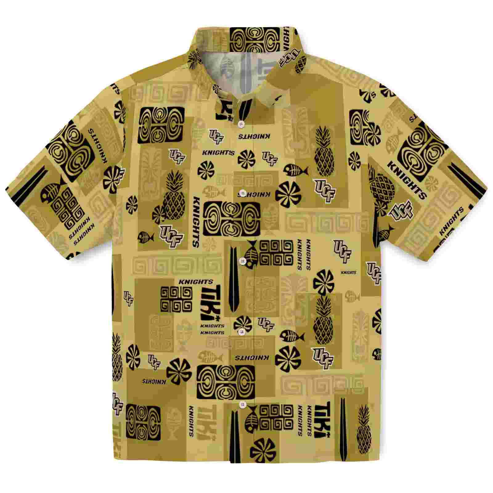 UCF Knights Tribal Symbols Gold Hawaiian Shirt