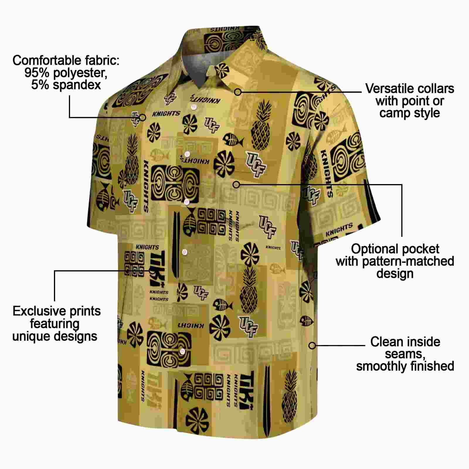 ucf knights tribal symbols gold hawaiian shirt new arrival