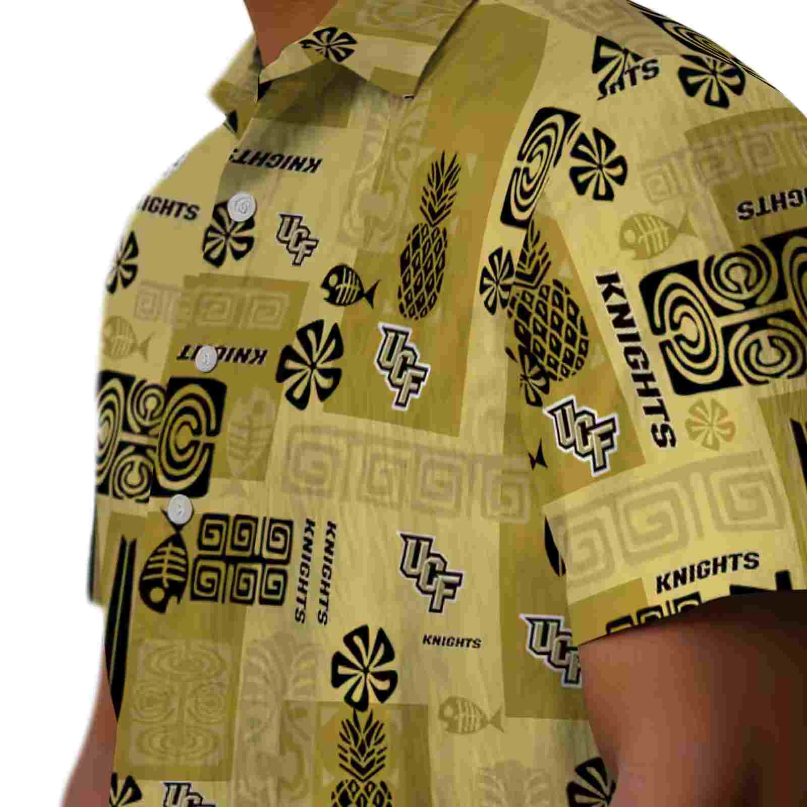 ucf knights tribal symbols gold hawaiian shirt trendy