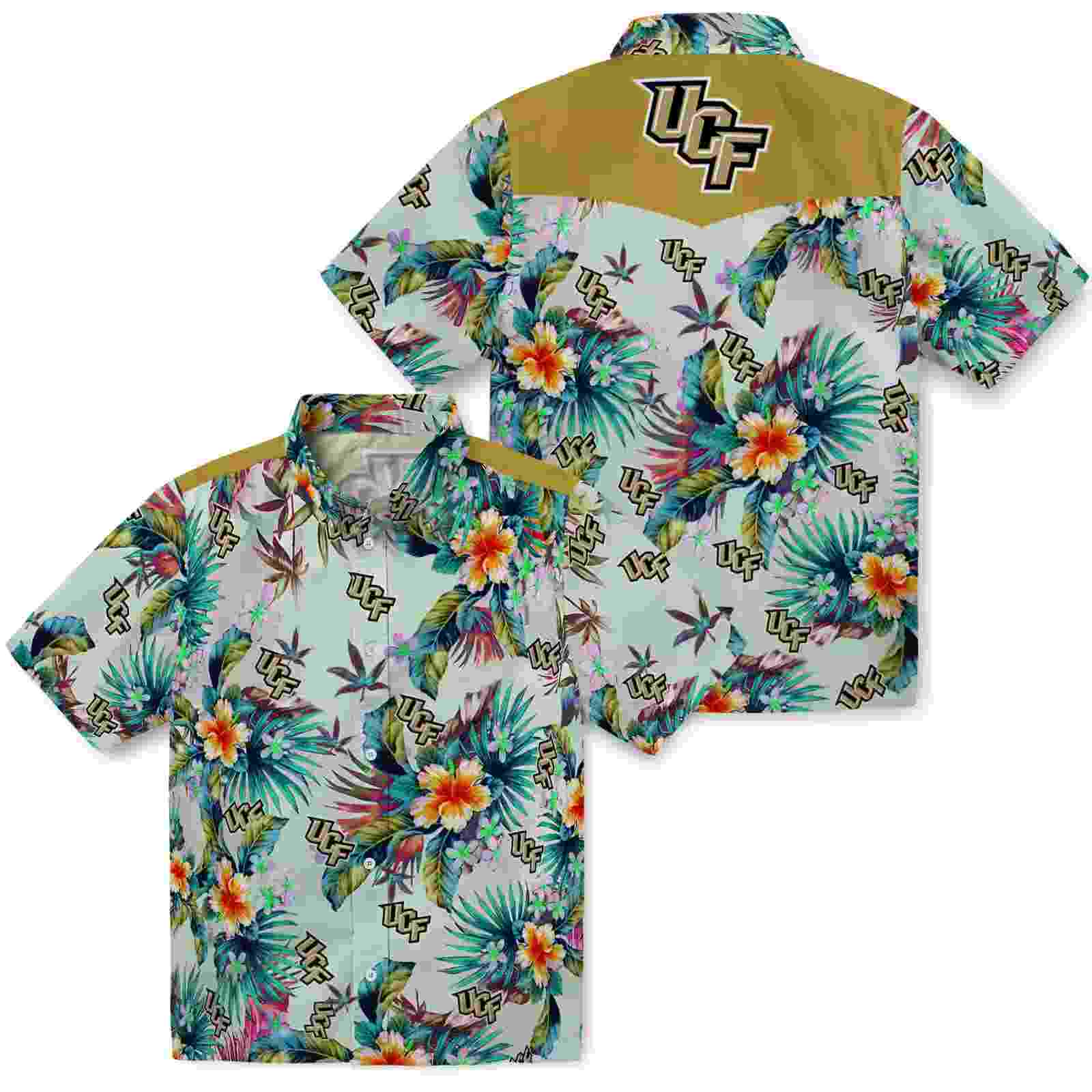 ucf knights tropical foliage green hawaiian shirt high quality