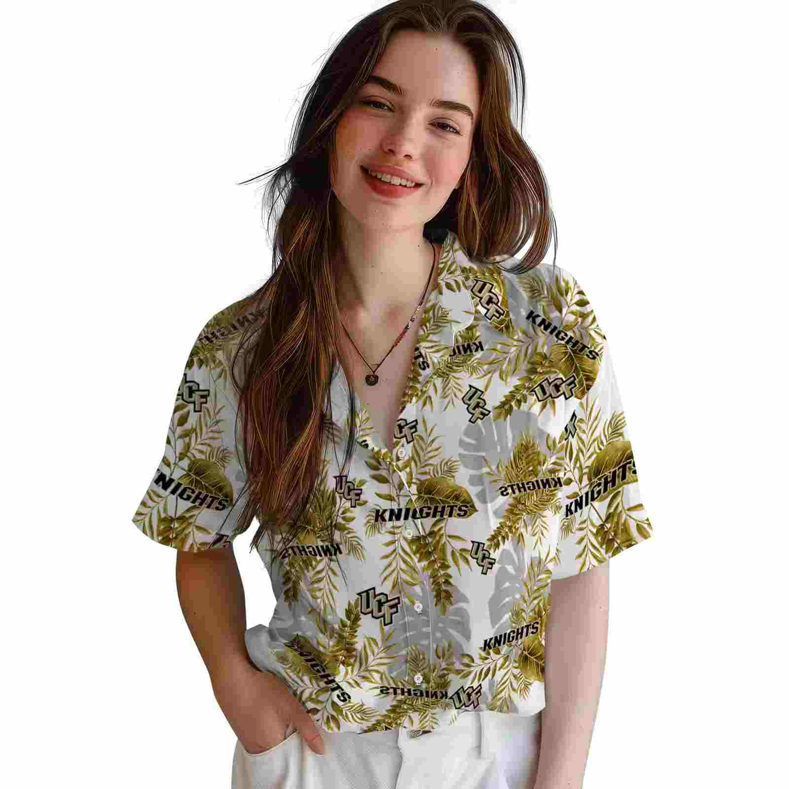 ucf knights tropical leaves gold white hawaiian shirt latest model