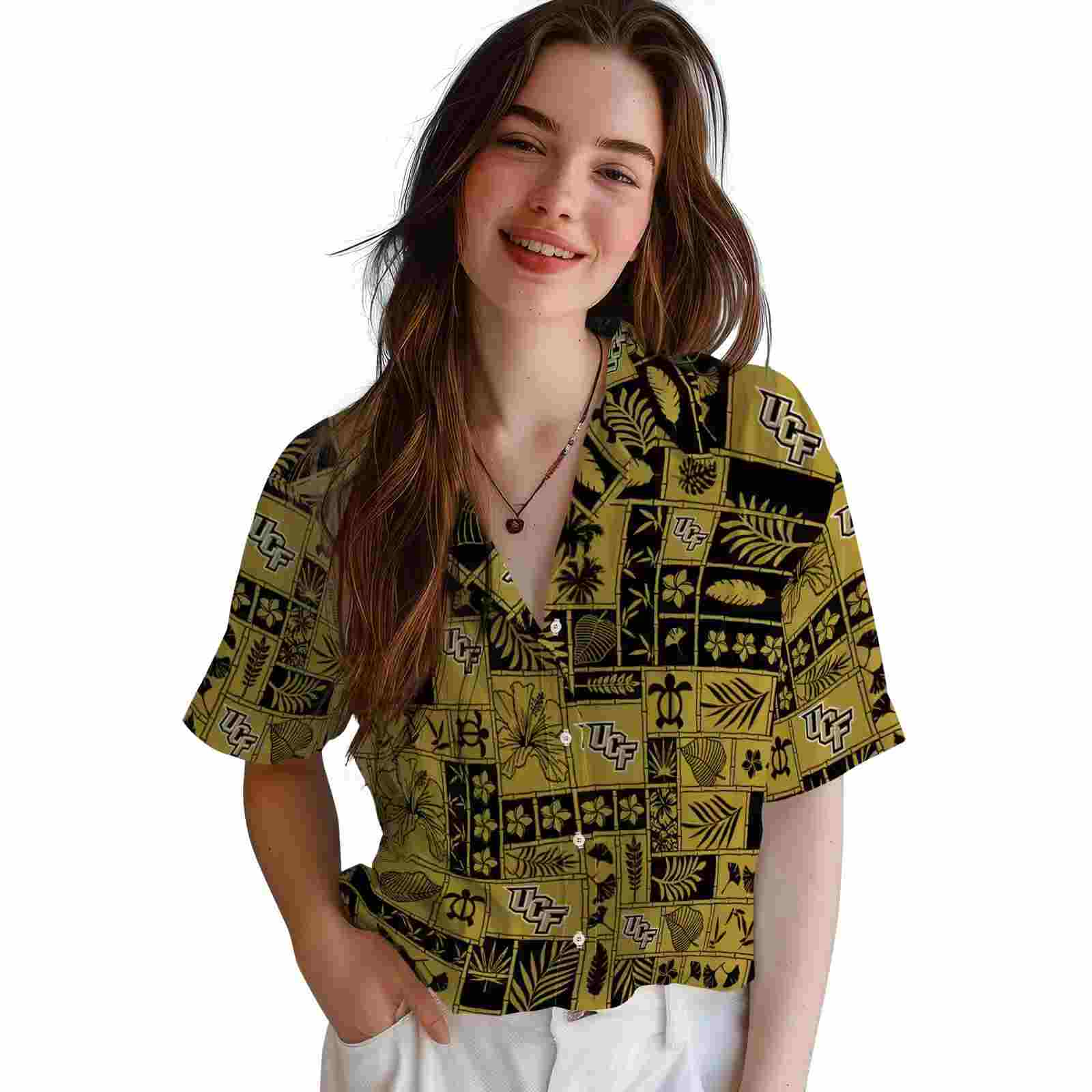 ucf knights tropical patchwork gold black hawaiian shirt latest model