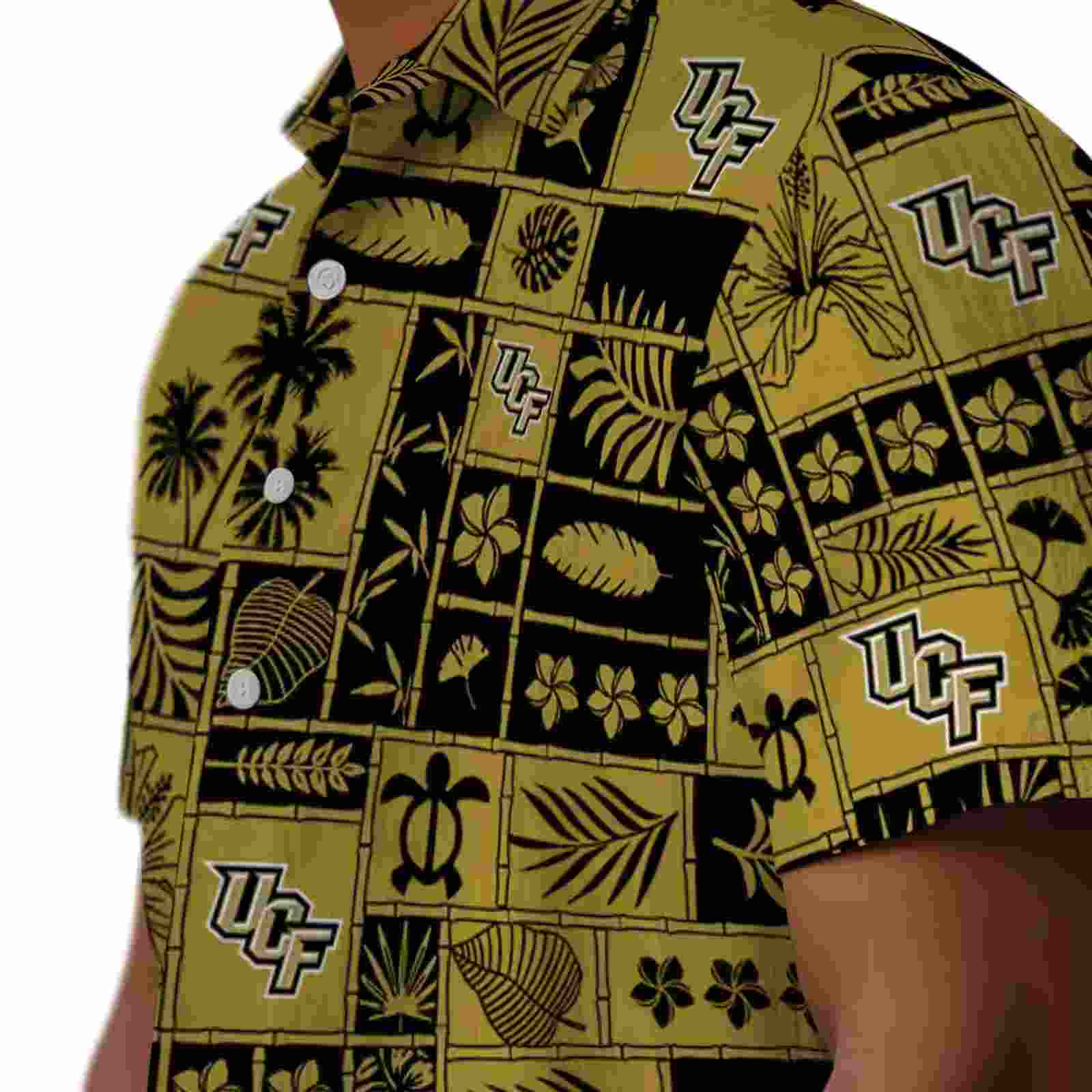 ucf knights tropical patchwork gold black hawaiian shirt trendy