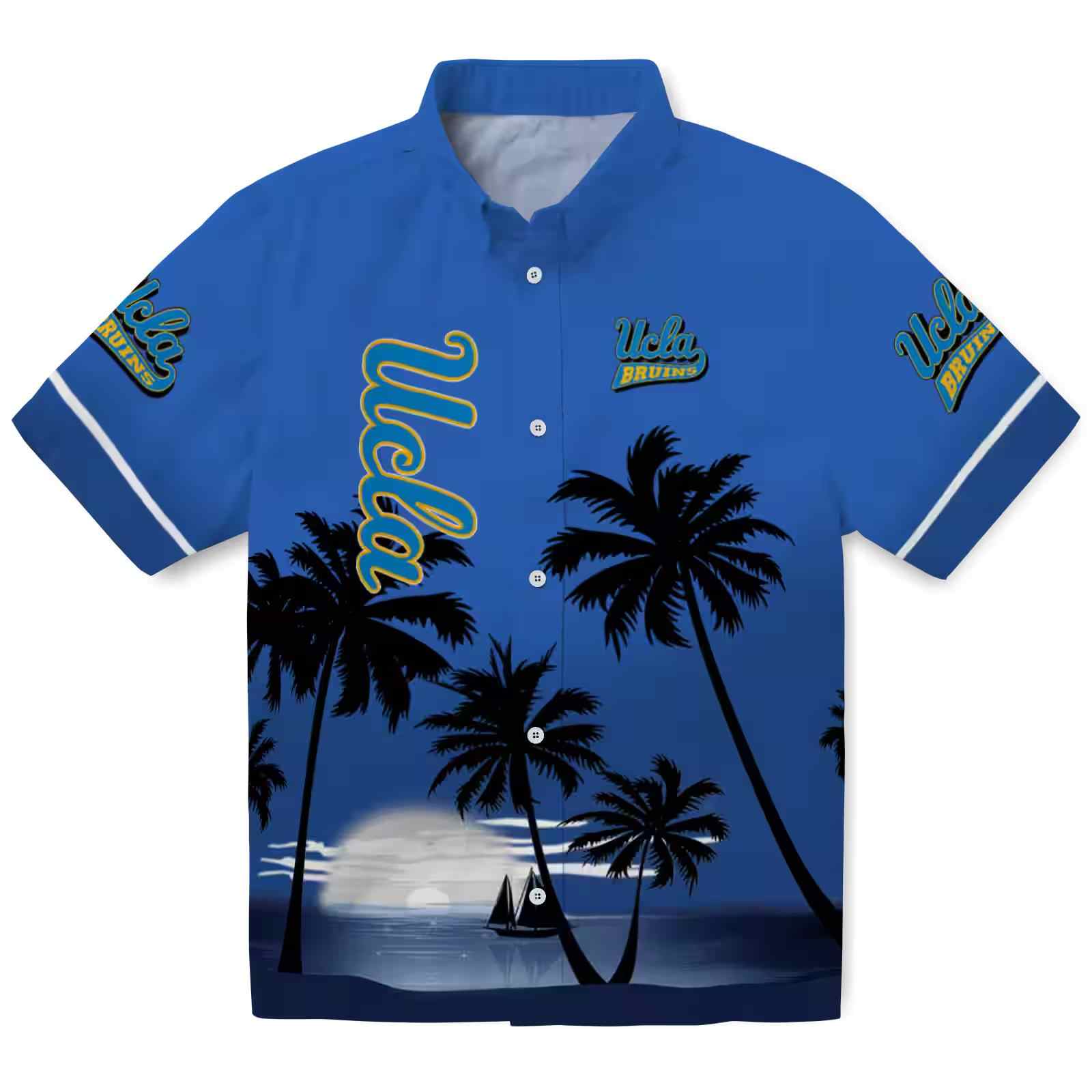 UCLA Bruins Beach Sunset Blue Black Hawaiian Shirt